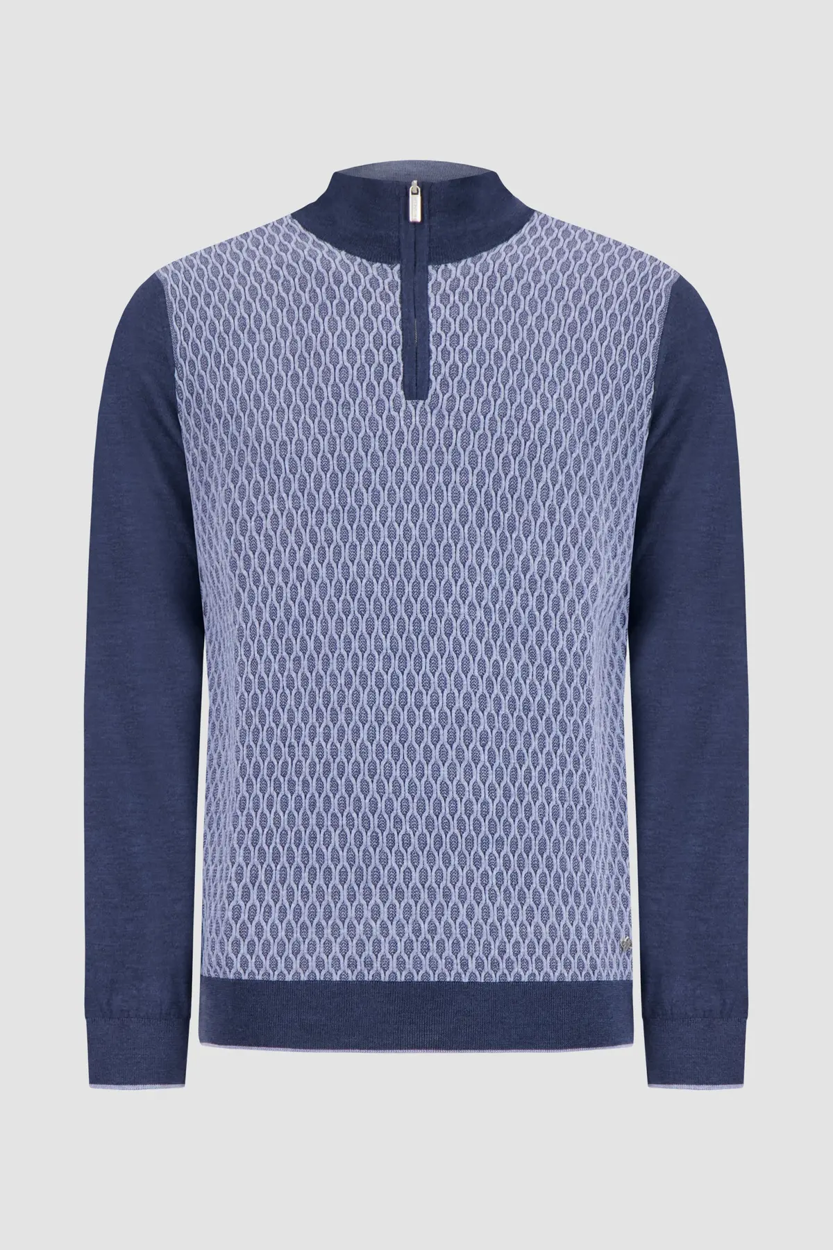Pashmere Blue Virgin Wool Zip Polo 1