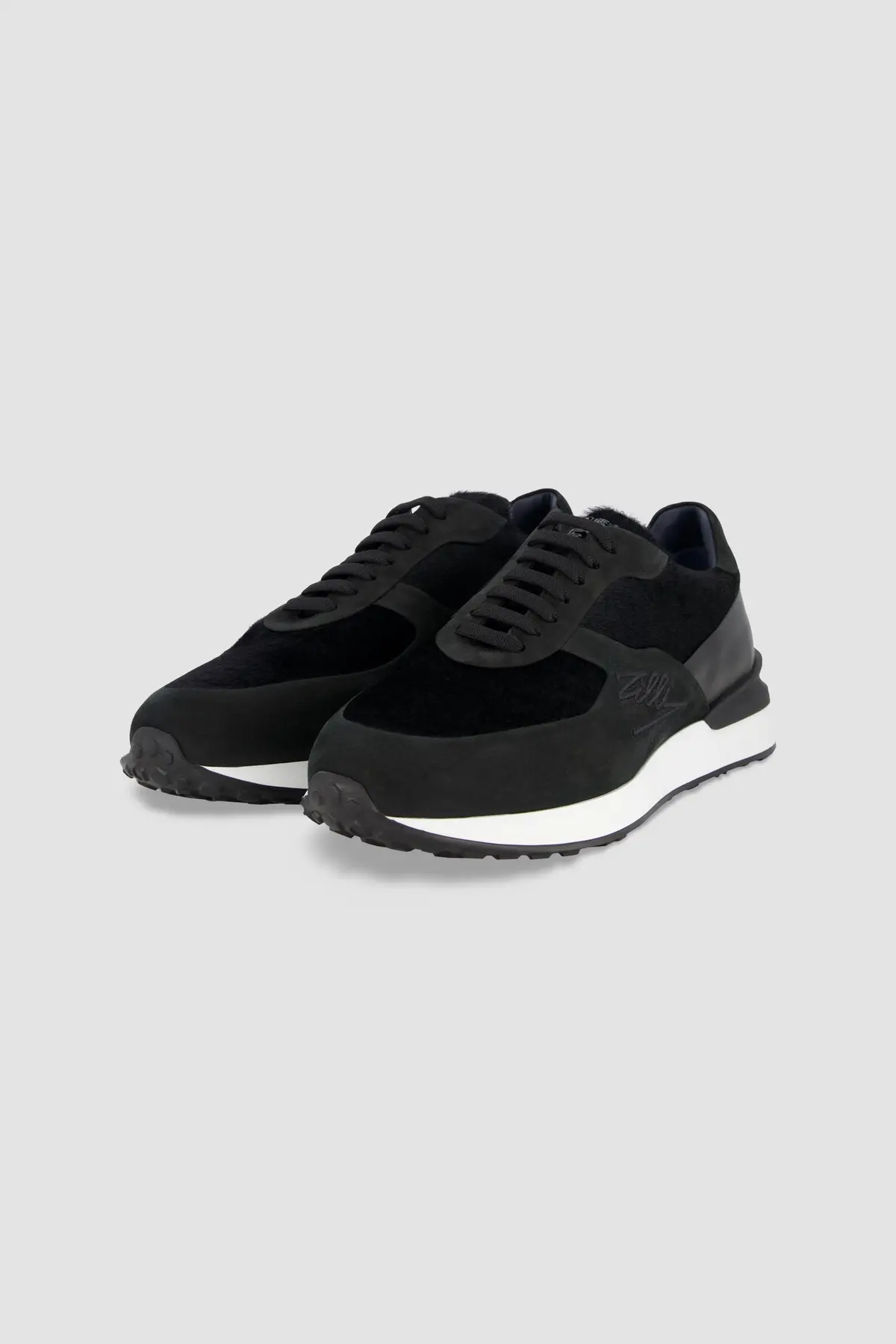 Zilli Black Leather And Suede Sneakers 1