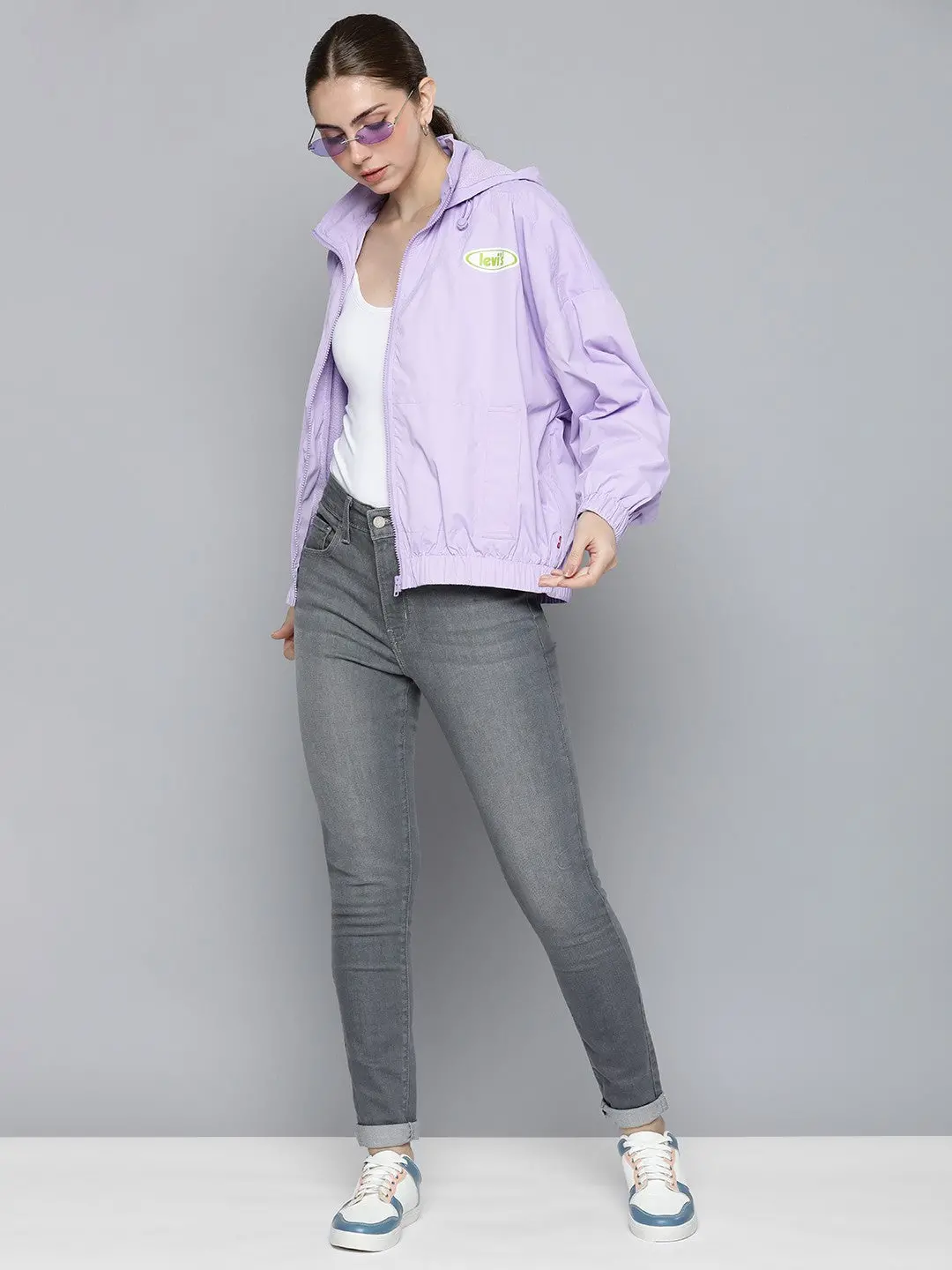 Women's Solid Purple Hooded Jacket 1