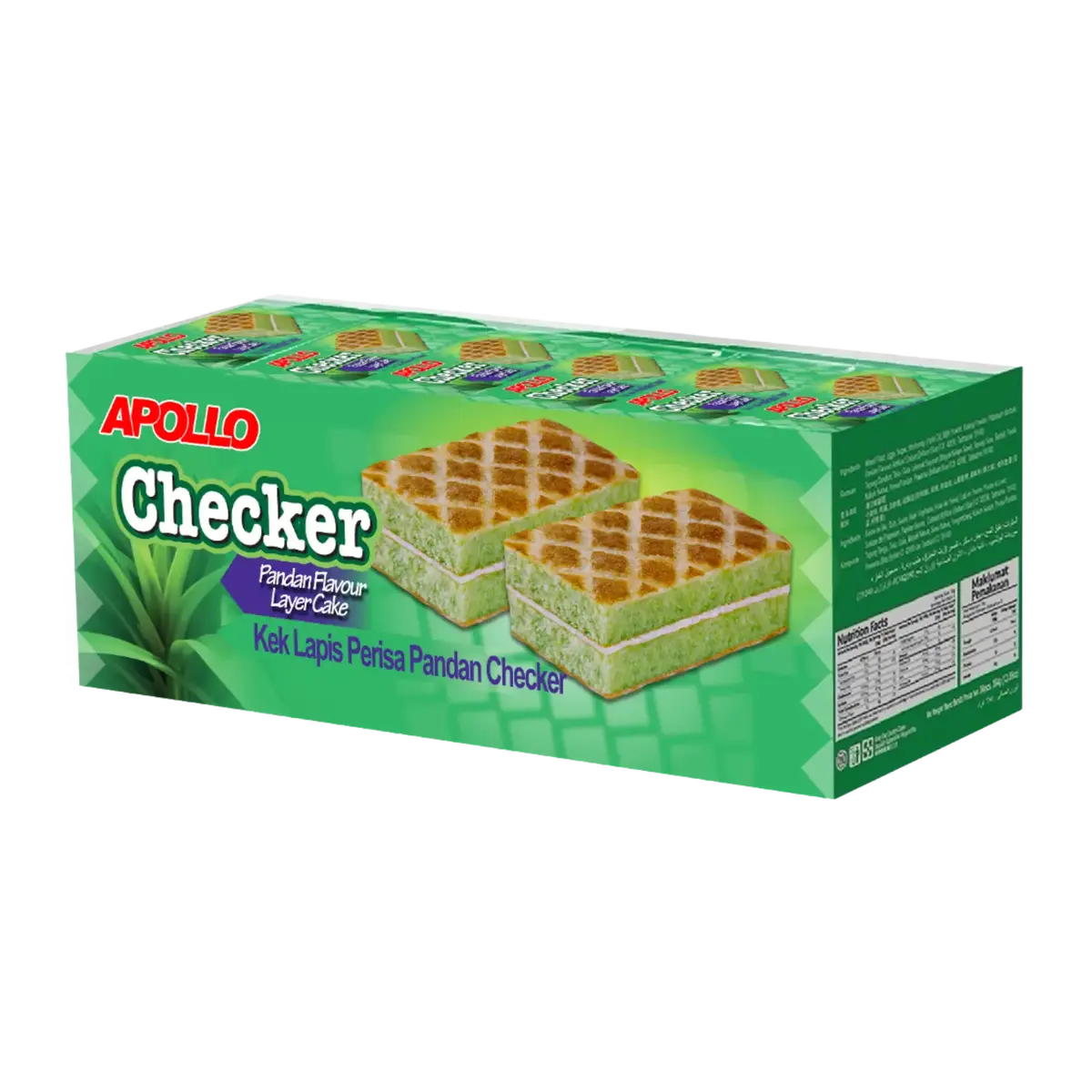 Apollo Checker Pandan Flavour Layer Cake 24Pk 1