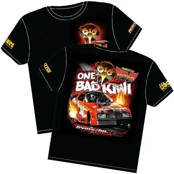 One Bad Kiwi Rtobk-5T Pontiac Trans Am Nitro Funny Car Graphic T-Shirt 1