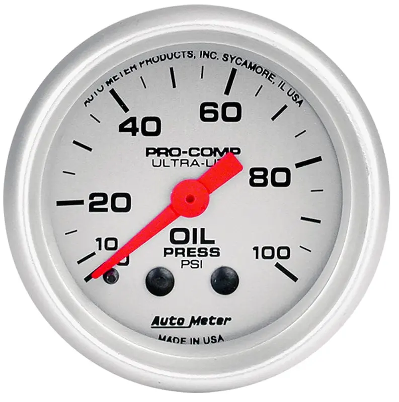 Ultra-Lite Analog Oil Pressure Gauge – 2-1/16" Diameter With White Dial 1