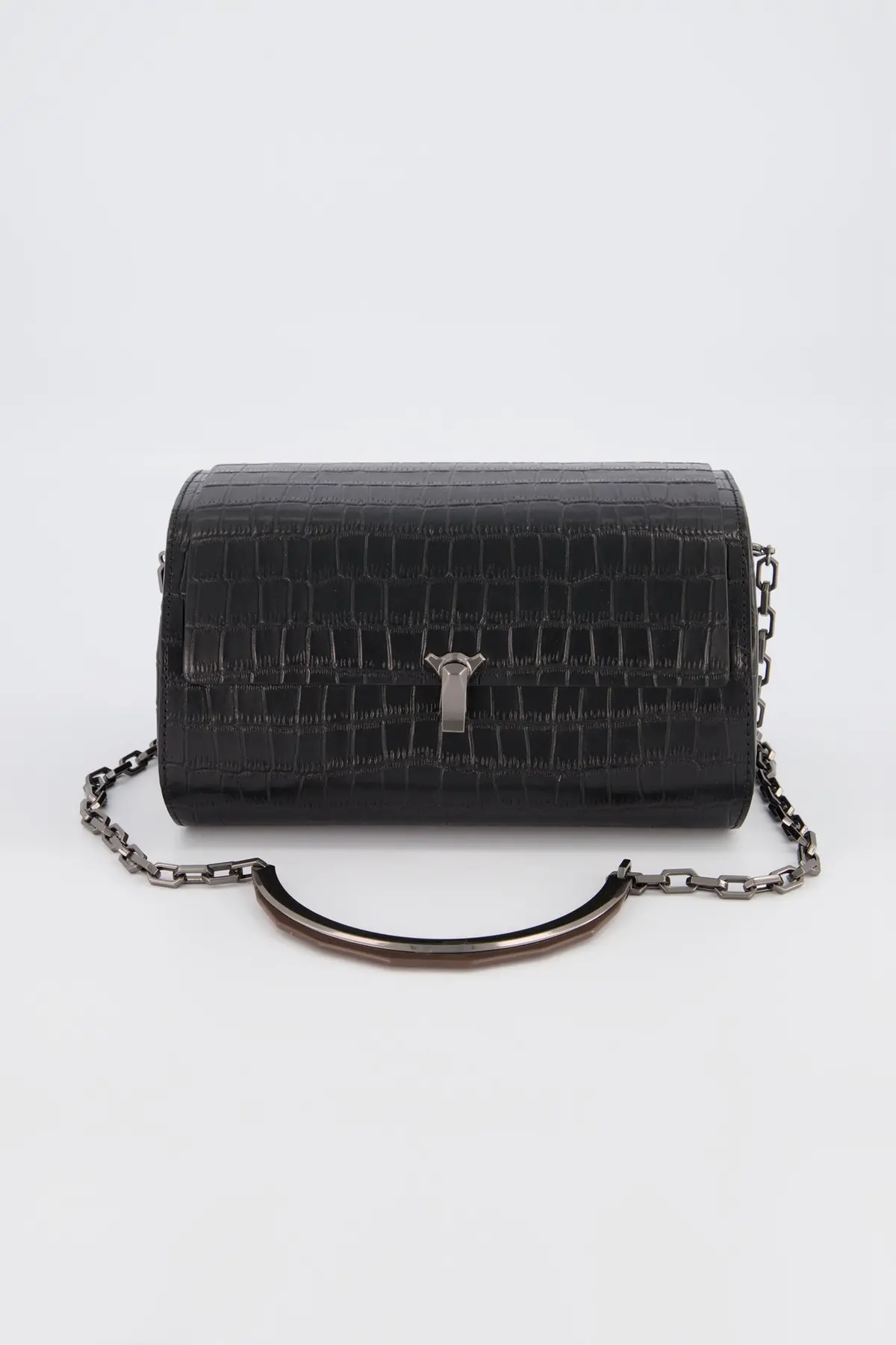 The Volon Black Crocodile Print Po Trunk Bag 1