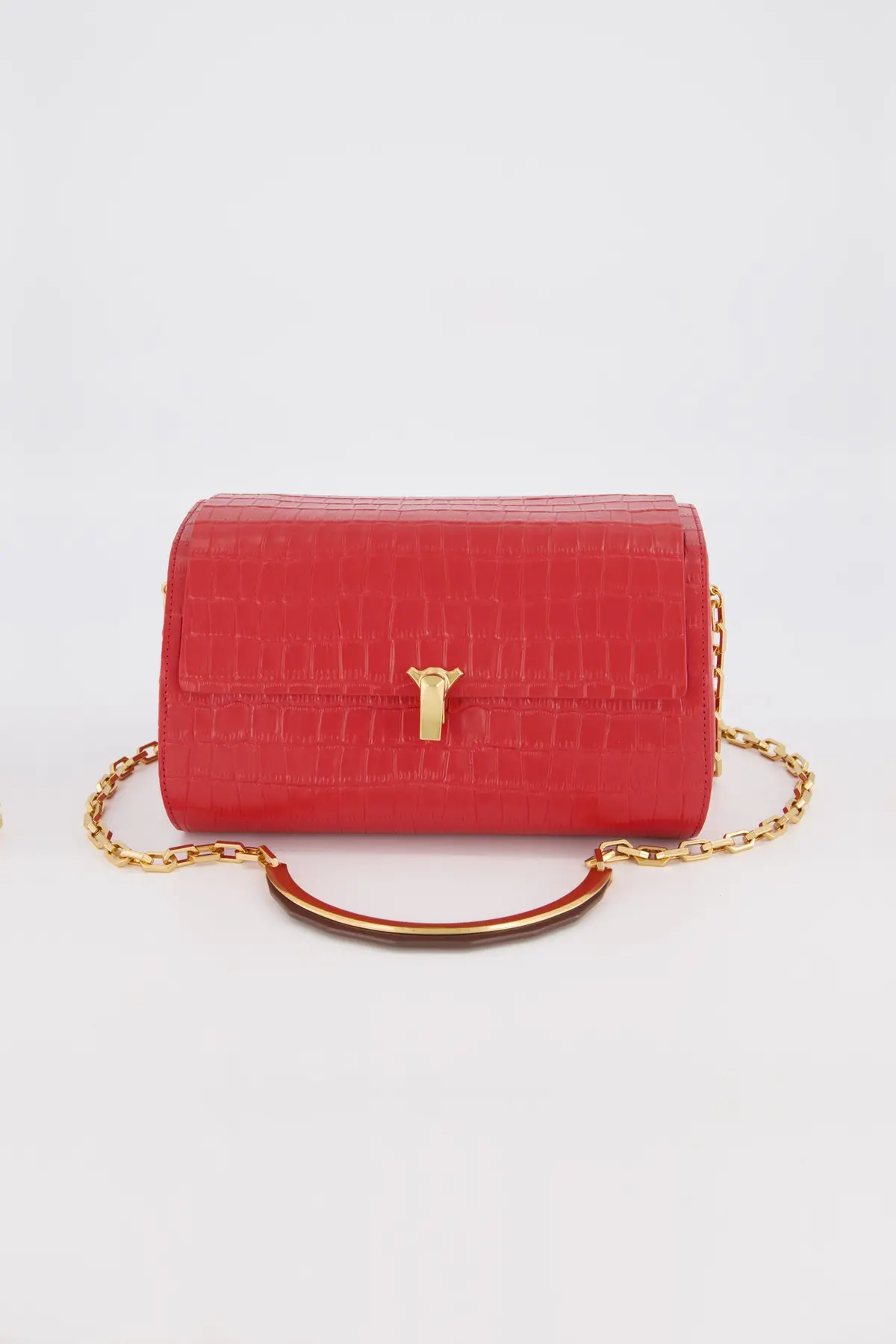 The Volon Red Crocodile Print Po Trunk Bag 1
