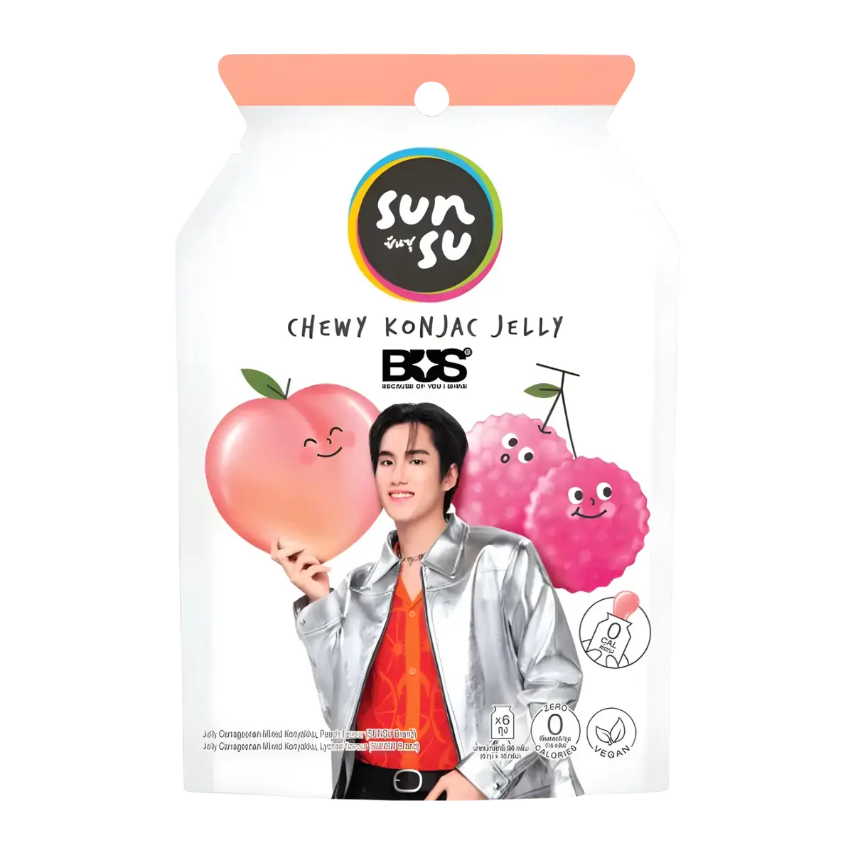Sunsu Chewy Konjac Jelly Peach & Lychee Flavour Zero Calorie 96G 1