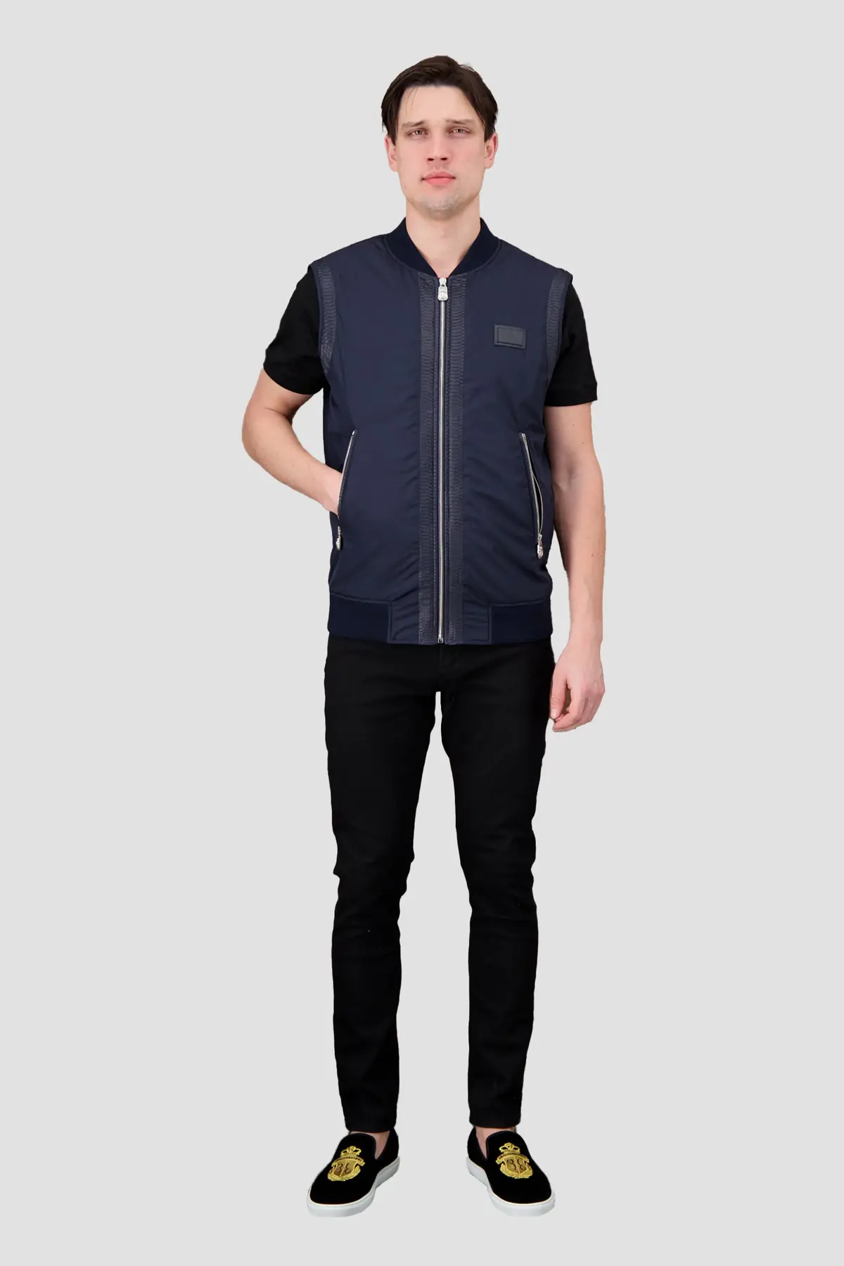Billionaire Dark Blue Luxury Short Vest 1