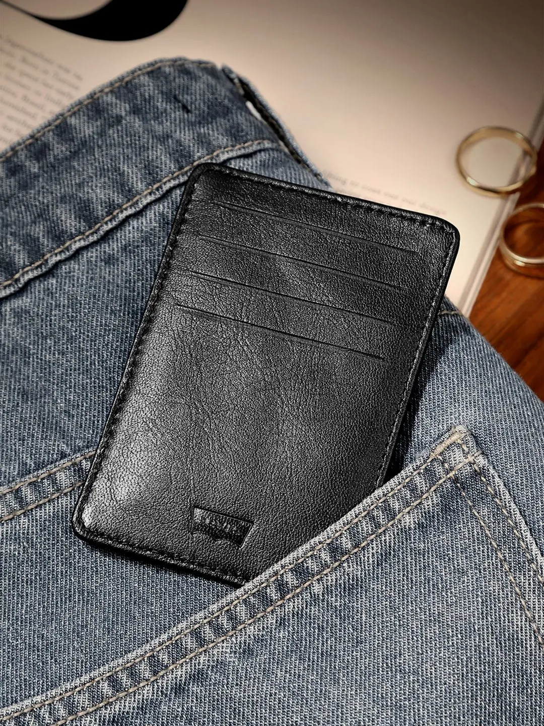 Men's Black Solid Card Holder 1