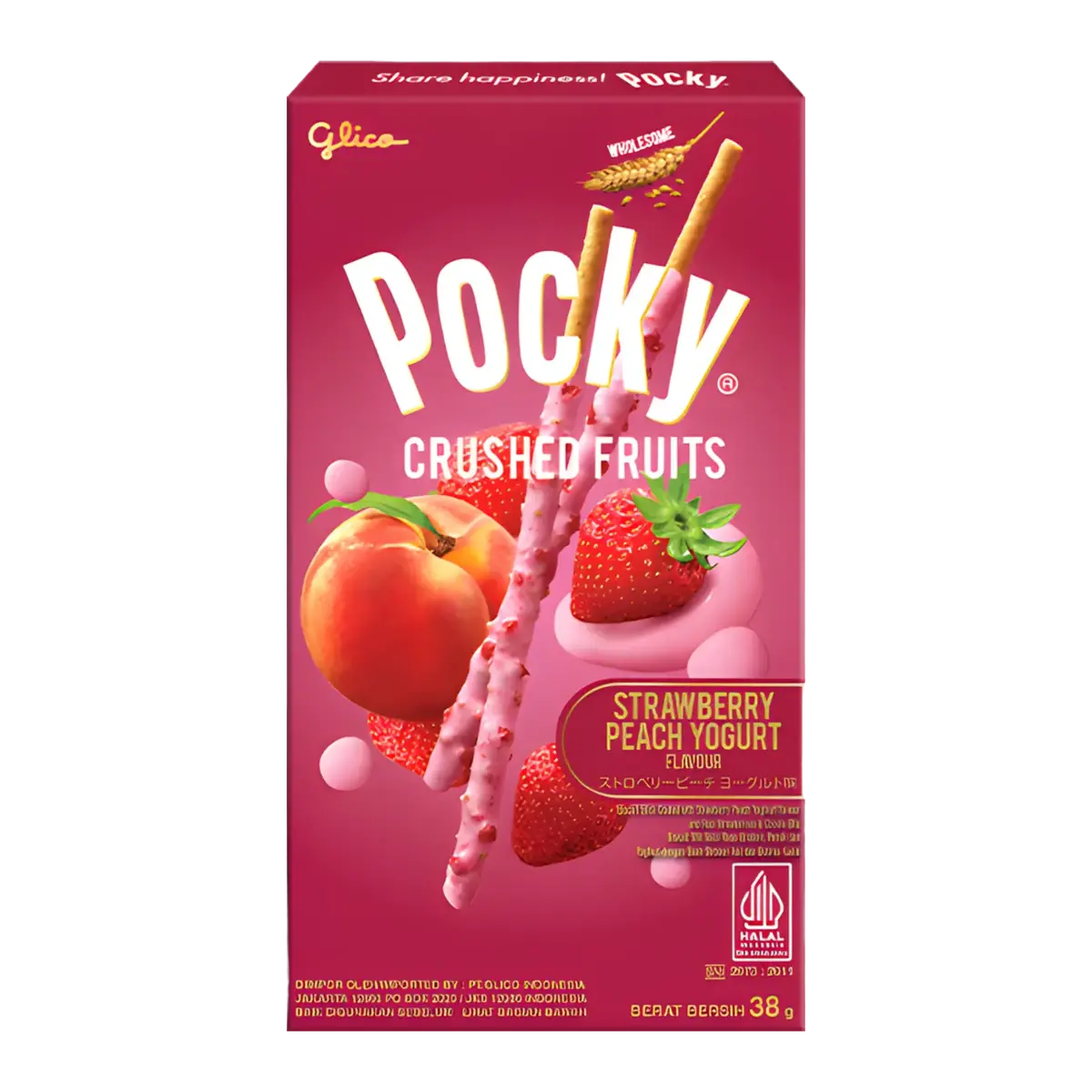 Glico Pocky Crushed Fruits Strawberry Peach Yoghurt  38G 1
