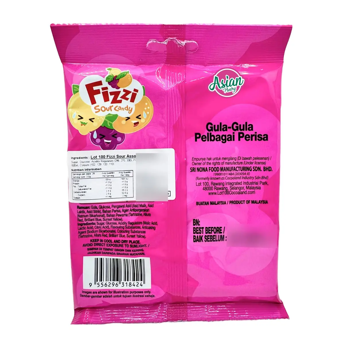 Lot 100 Fizzi Sour Assorted Candy 100G 2