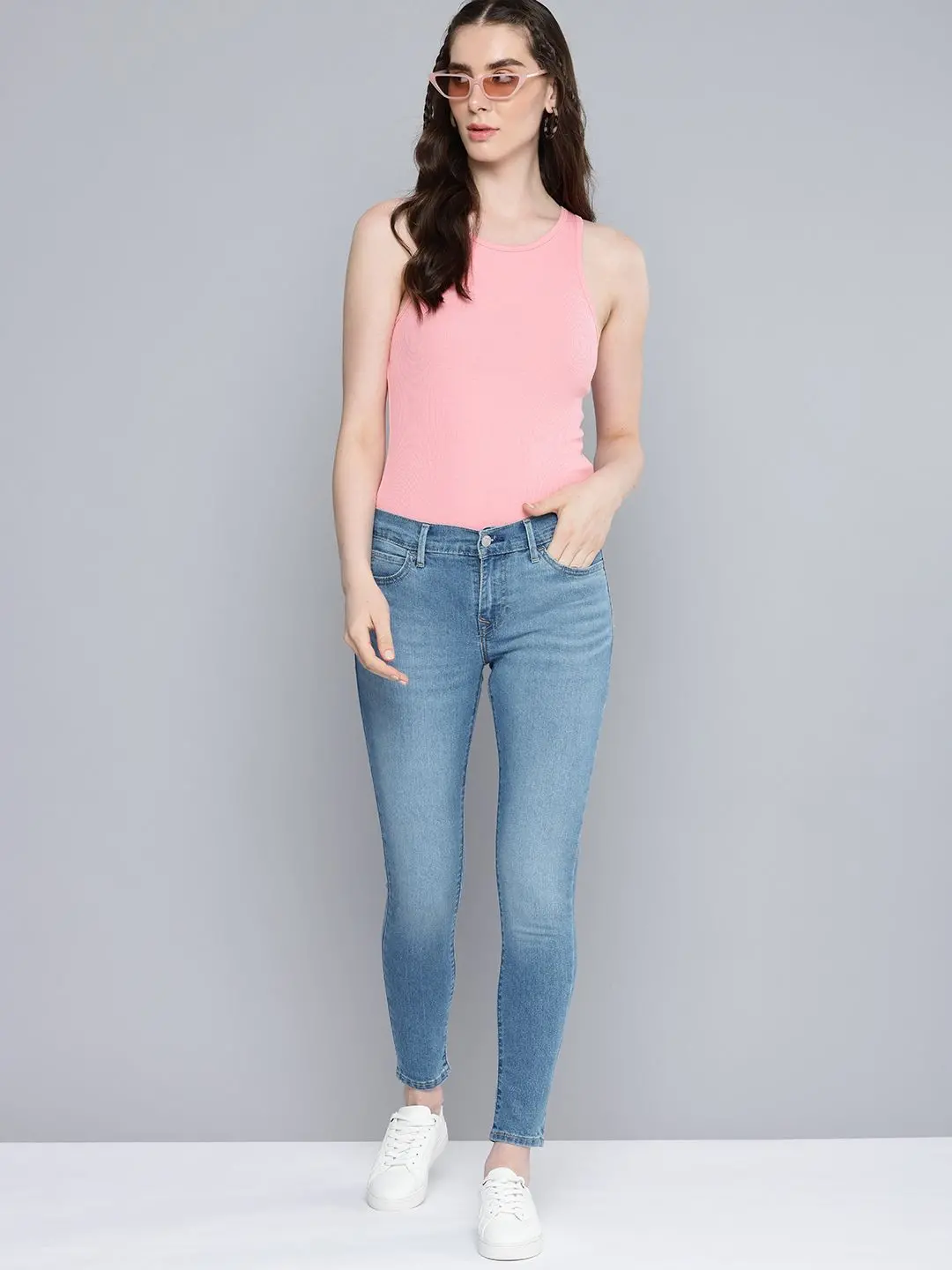 Women's 710 Blue Skinny Fit Mid Rise Jeans 1