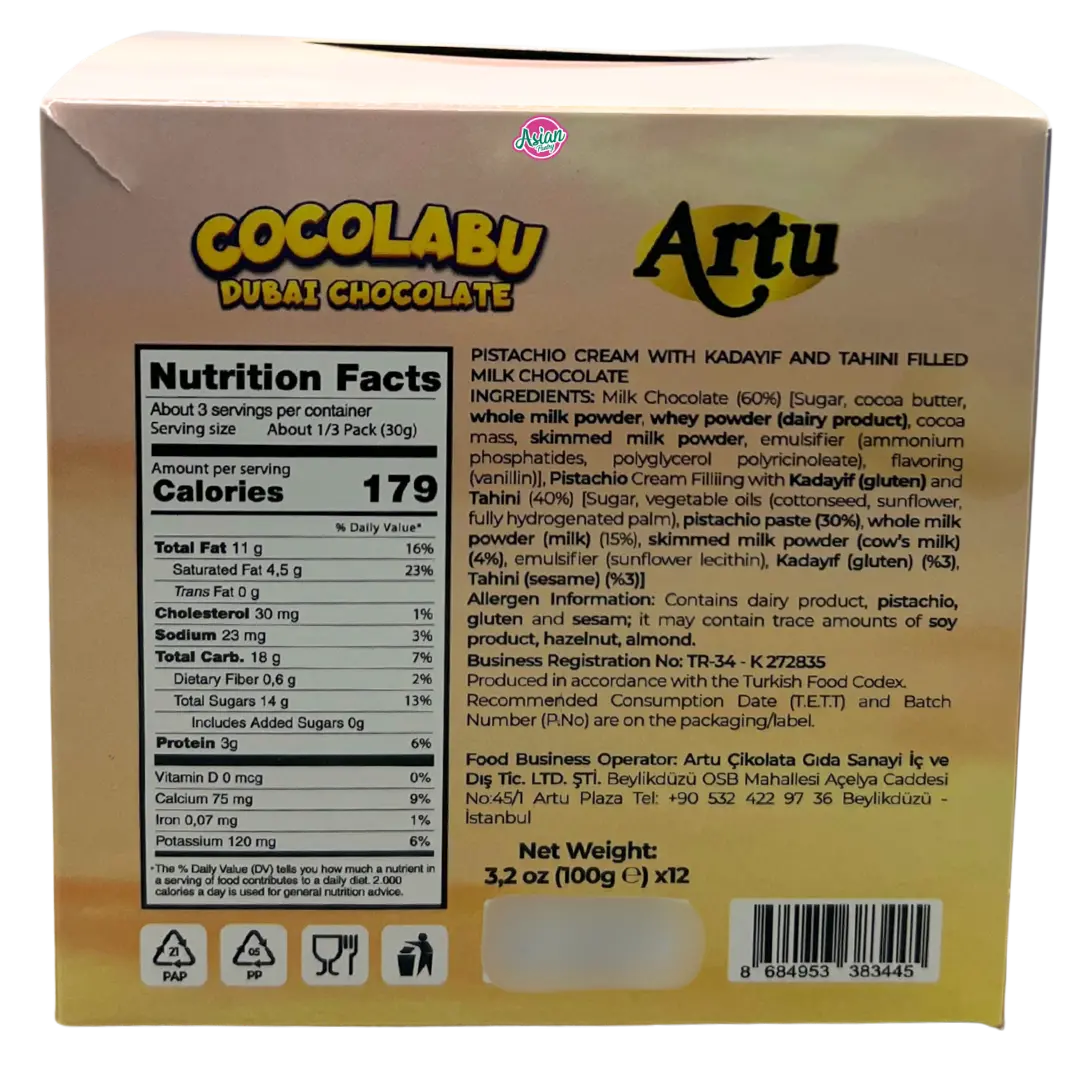 Artu Chocolabubu Dubai Chocolate 100G 2