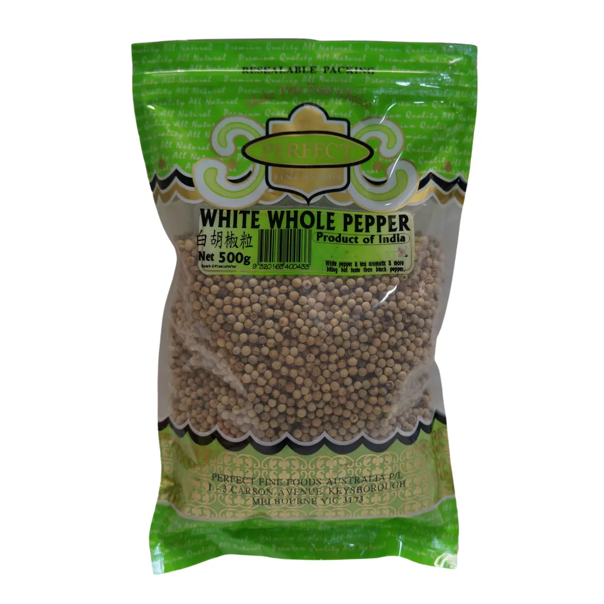 Perfect Fine Foods White Whole Pepper 500G 1