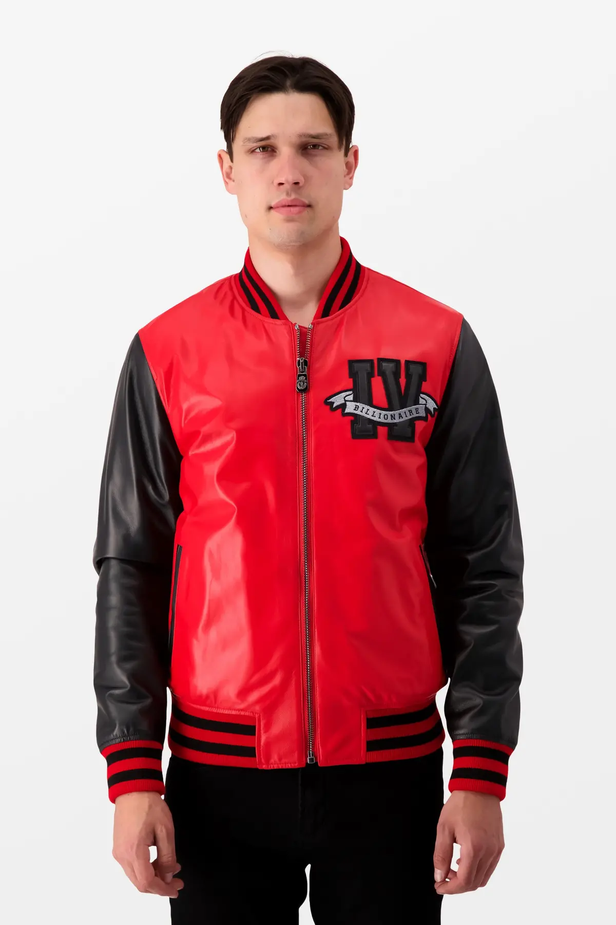 Billionaire Red Leather Bomber Jacket 1