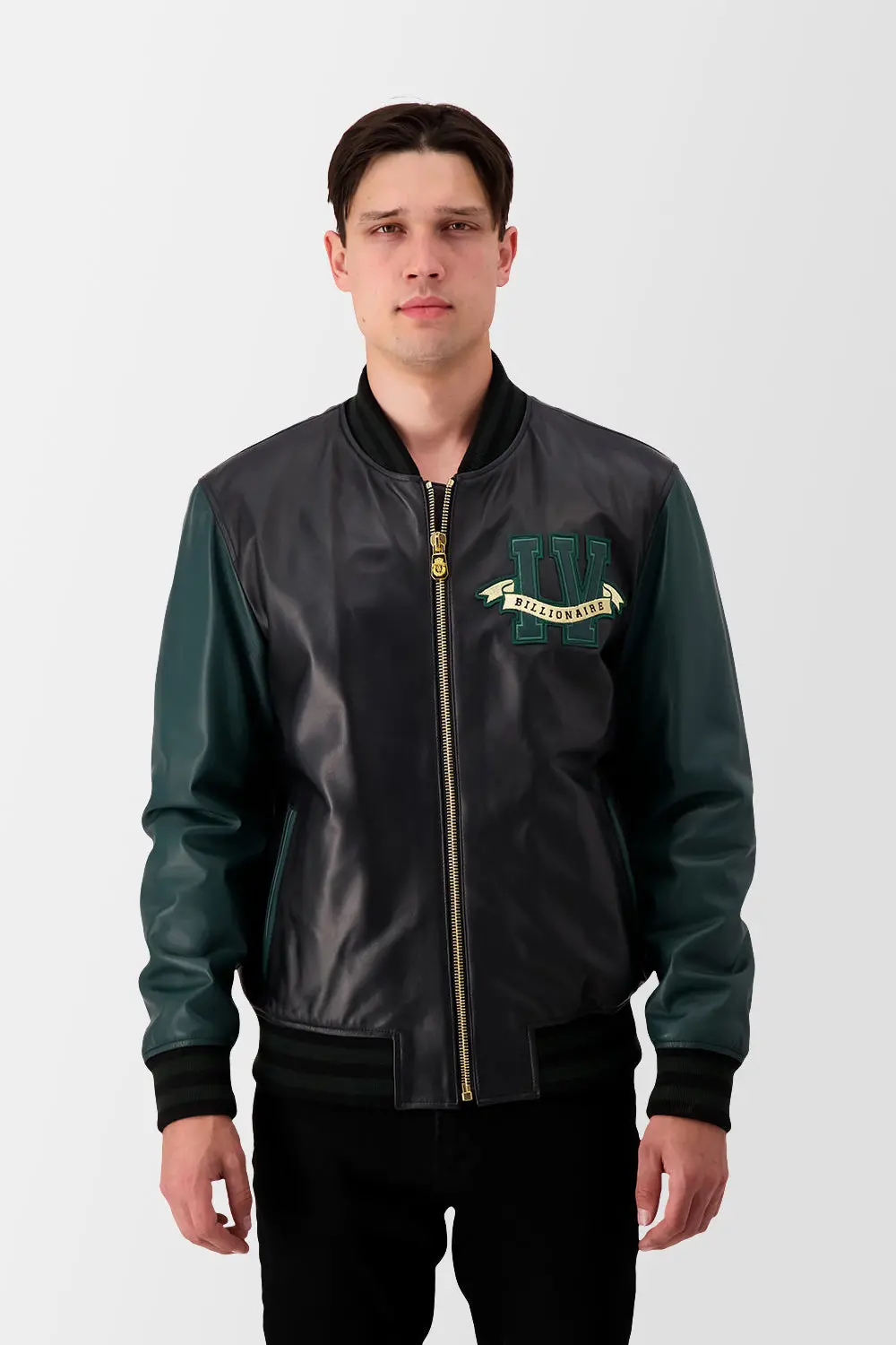 Billionaire Black Leather Bomber Jacket 1
