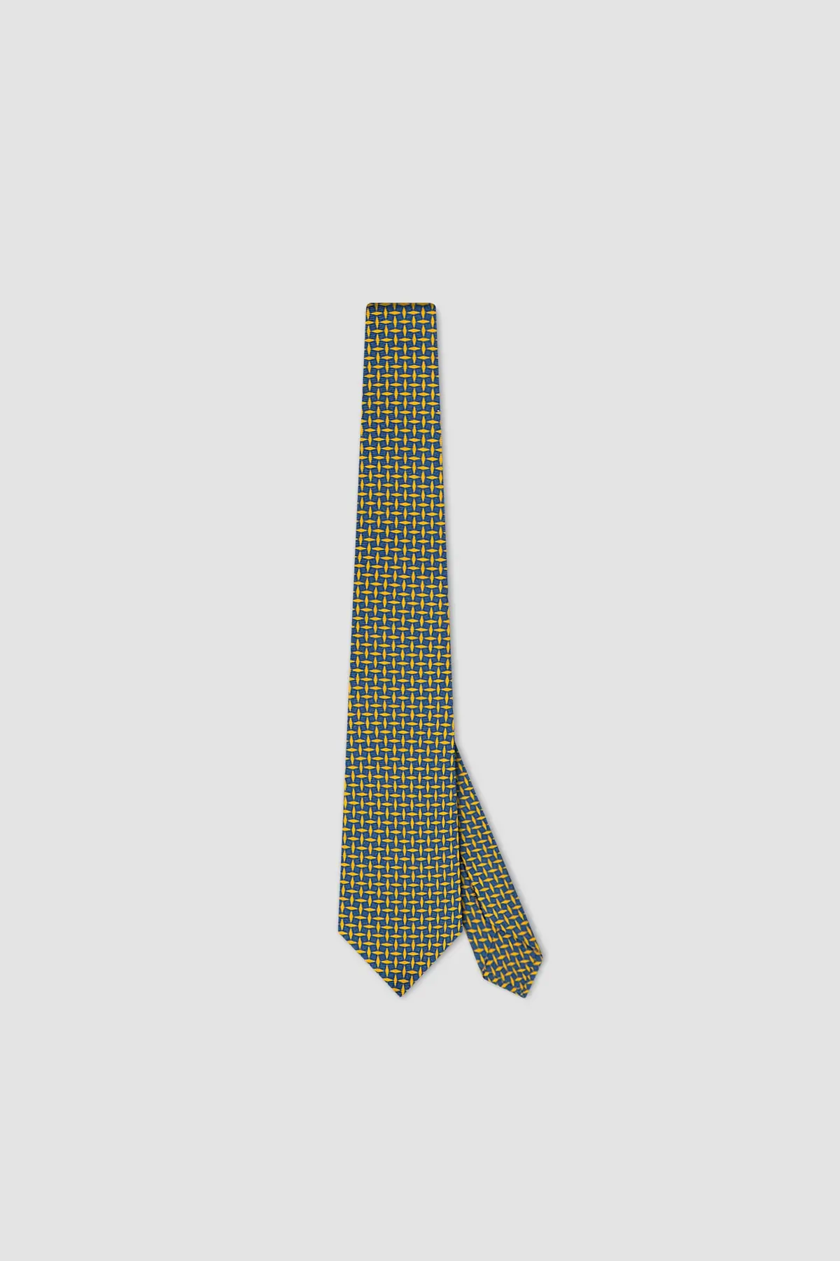 Kiton Yellow/Navy Silk Tie 1