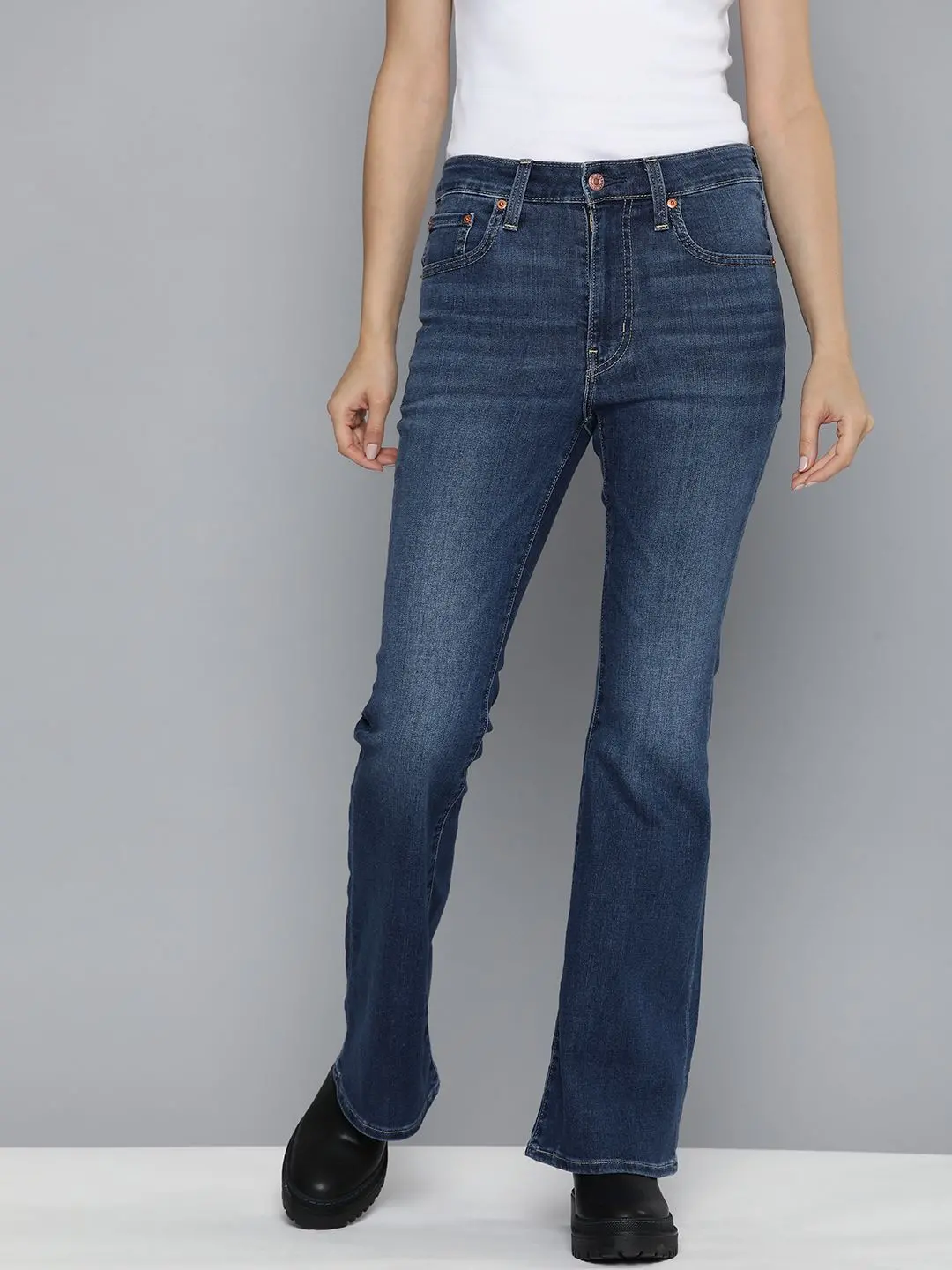 Women's 726 Blue Flared Fit High Rise Jeans 1