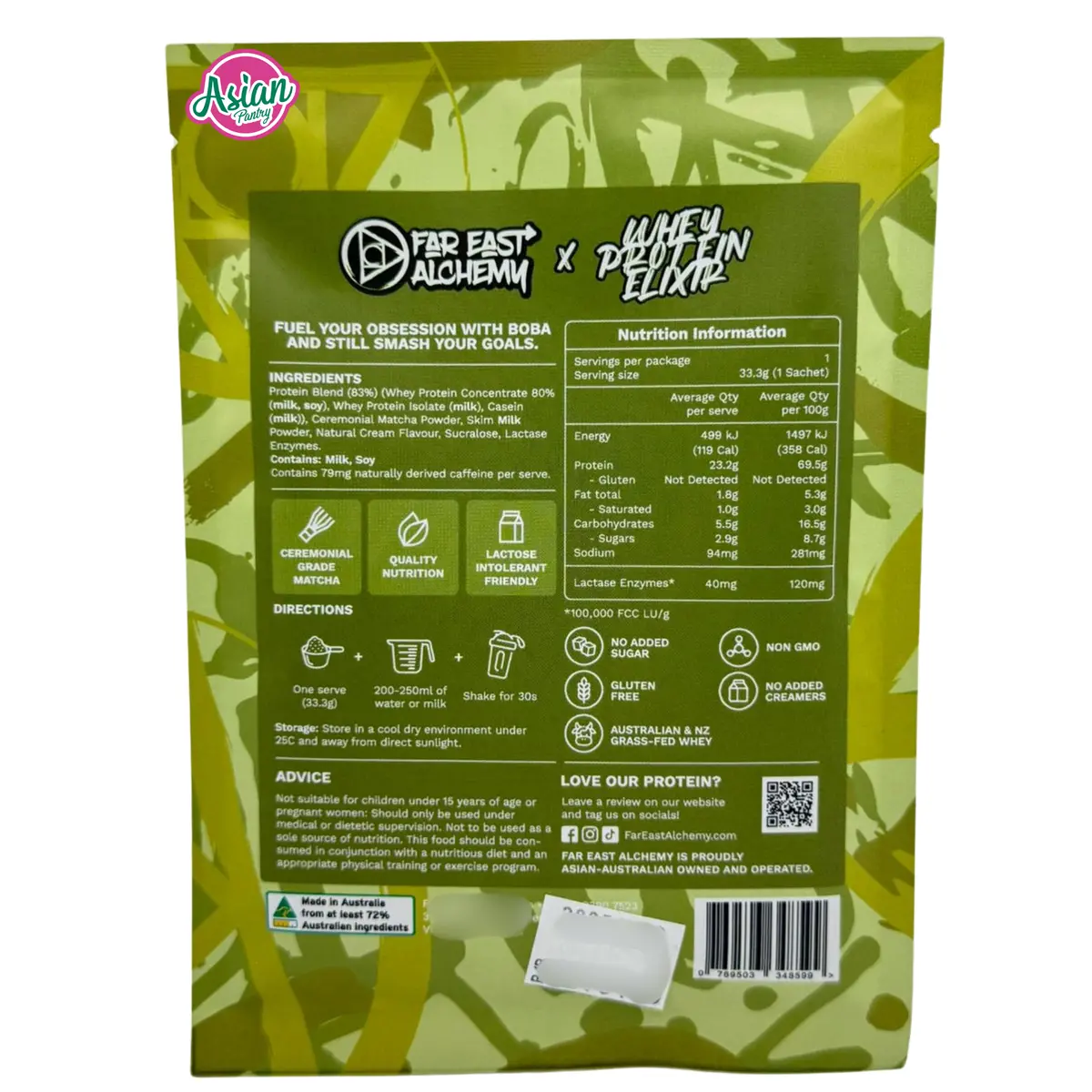 Far East Alchemy Whey Protein Elixir Matcha Latte (Single Serve) 33G 2