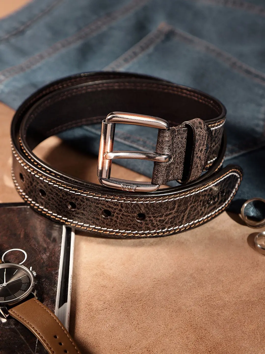 Men's Brown Textured Belt 1