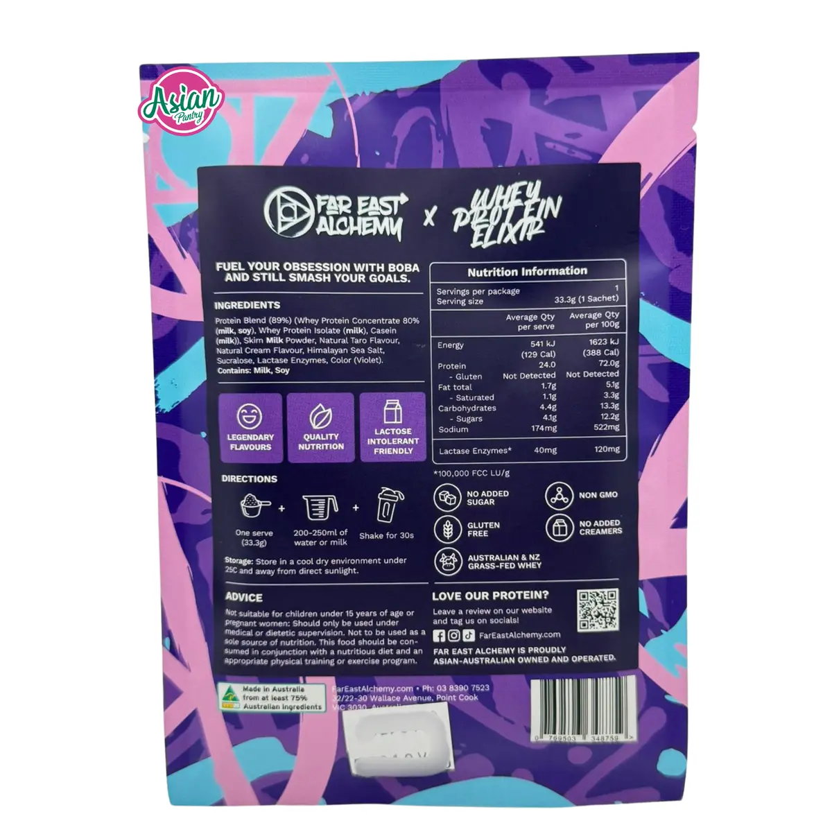 Far East Alchemy Whey Protein Elixir Taro Milk Tea (Single Serve) 33G 2