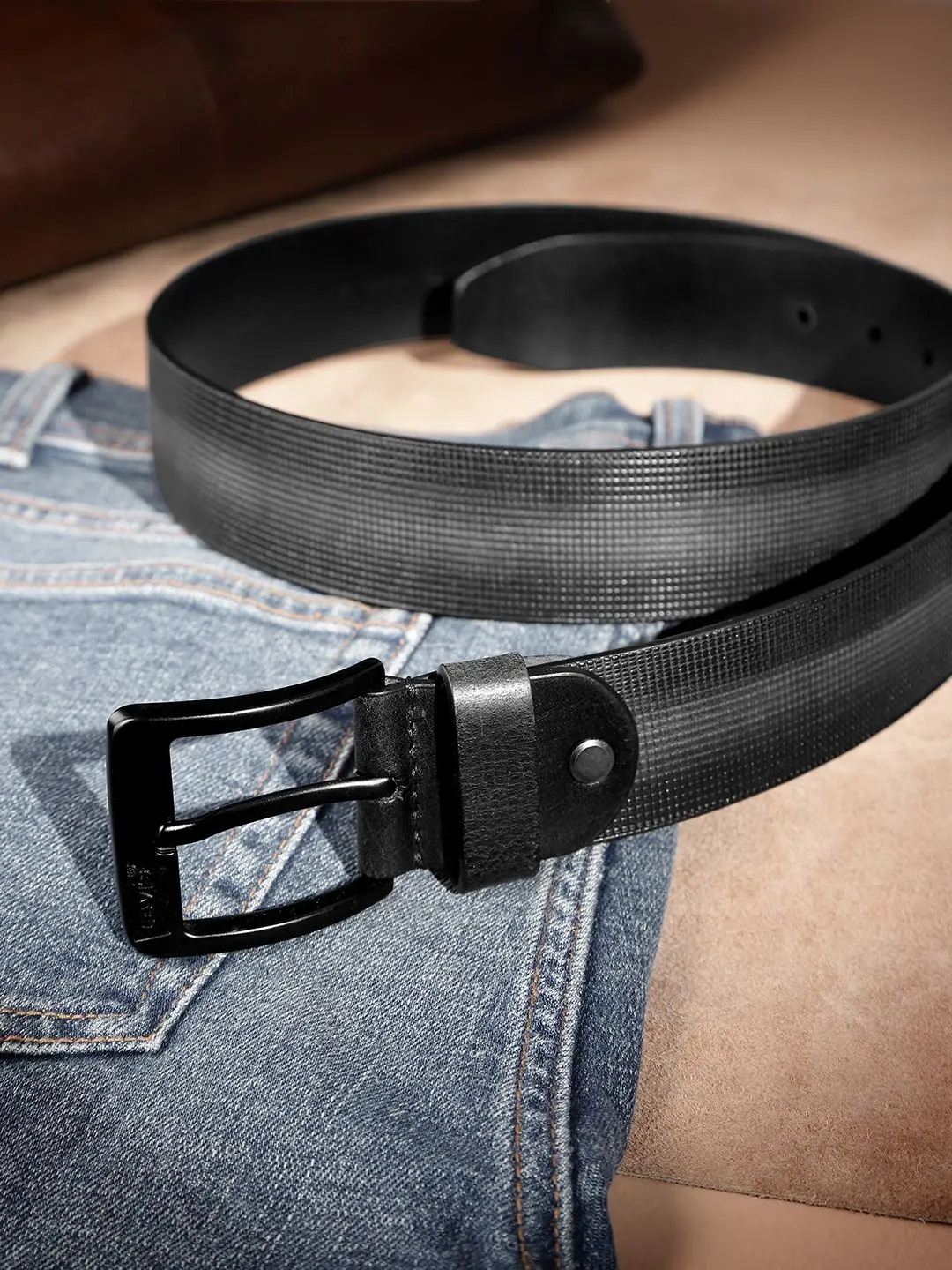 Men's Black Textured Belt 1