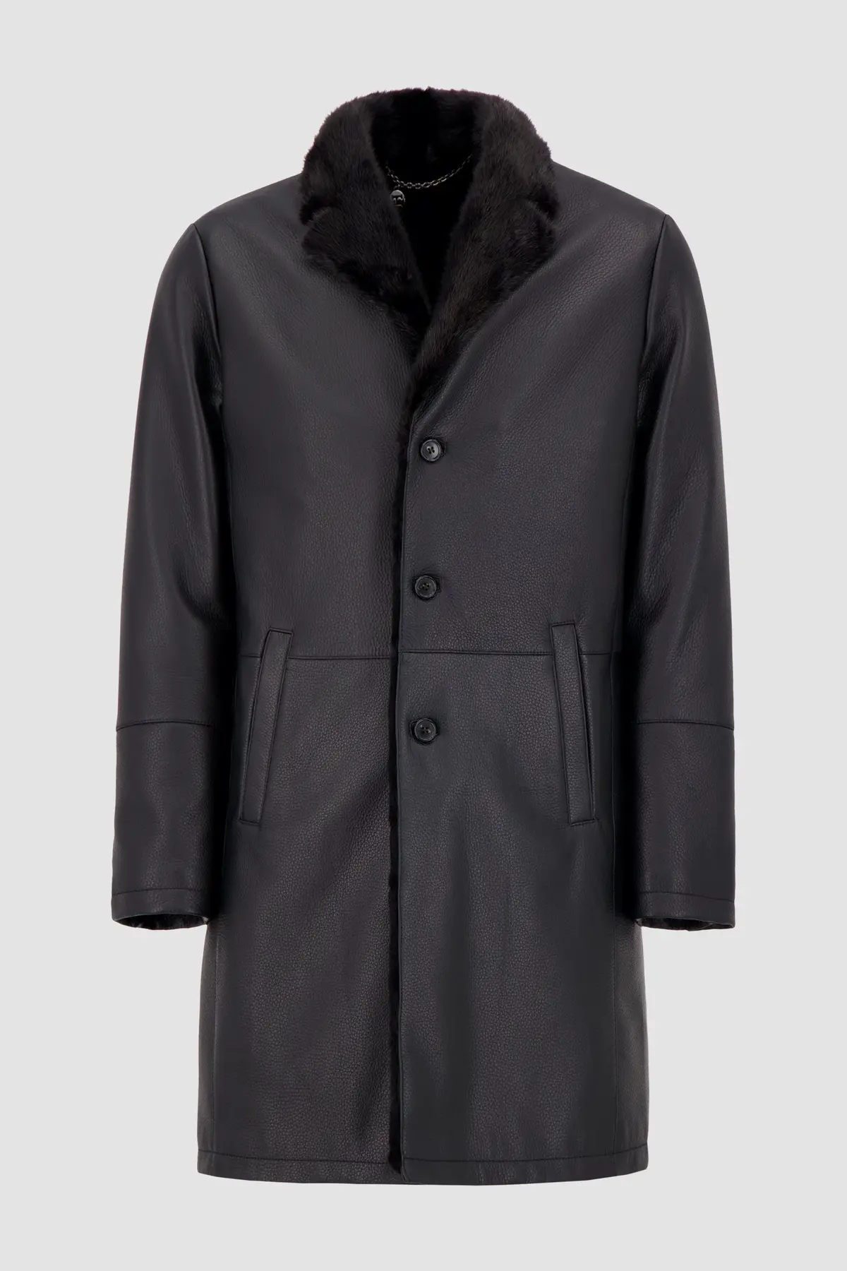 Hettabretz Black Deer Leather And Mink Long Jacket 1