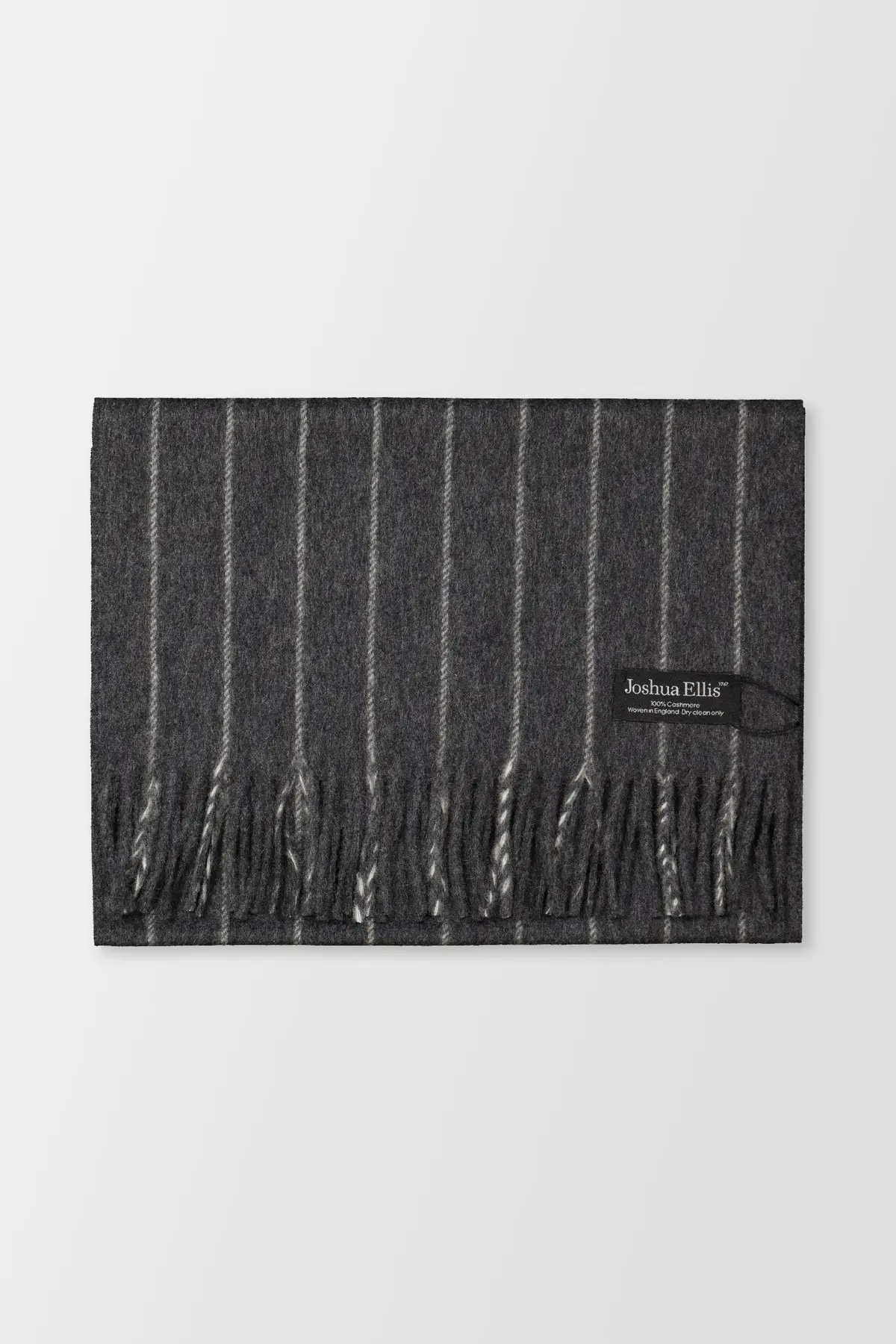 Joshua Ellis Mid Steel/White Grey Chalkstripe Scarf 1