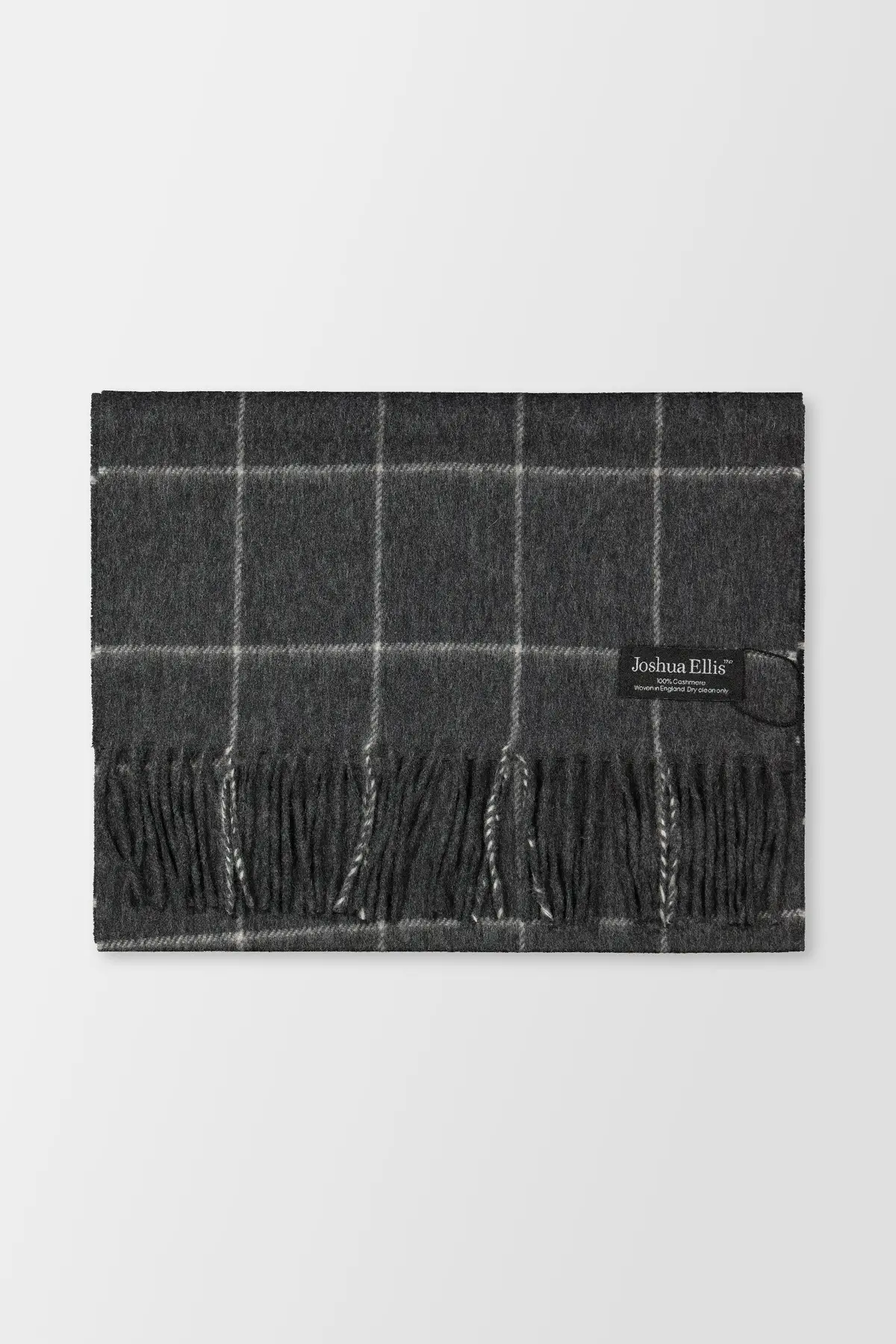 Joshua Ellis Mid Steel/White Grey Windowpane Scarf 1