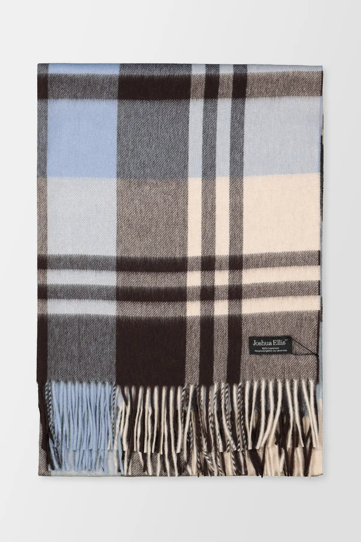 Joshua Ellis Dark Brown Classic Black Watch Ripple Scarf 1