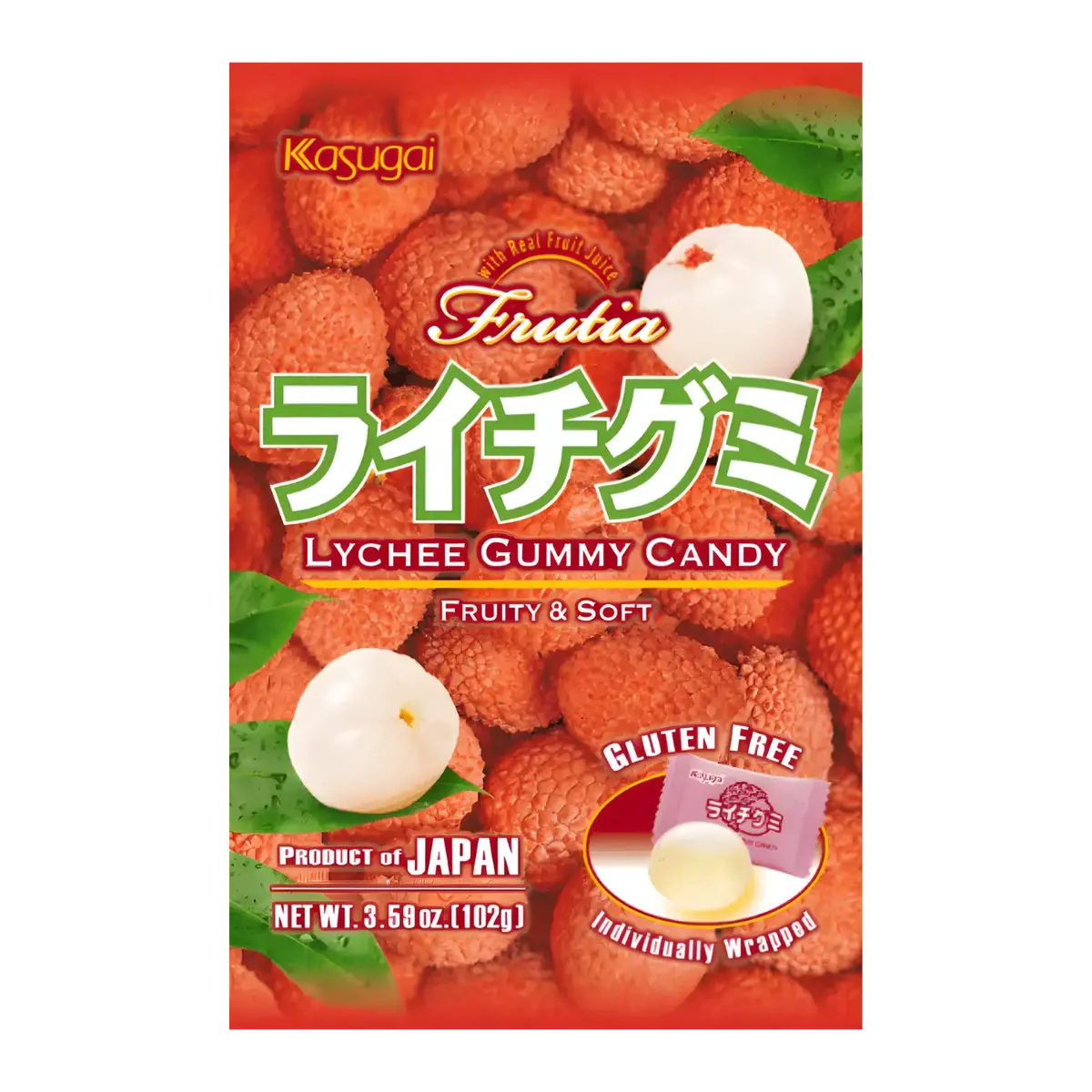 Kasugai Lychee Gummy Candy 102G 1