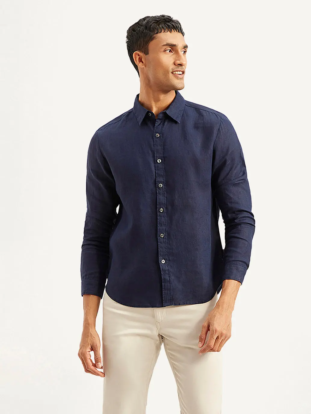 Men's Redloop Solid Slim Fit Linen Shirt 1