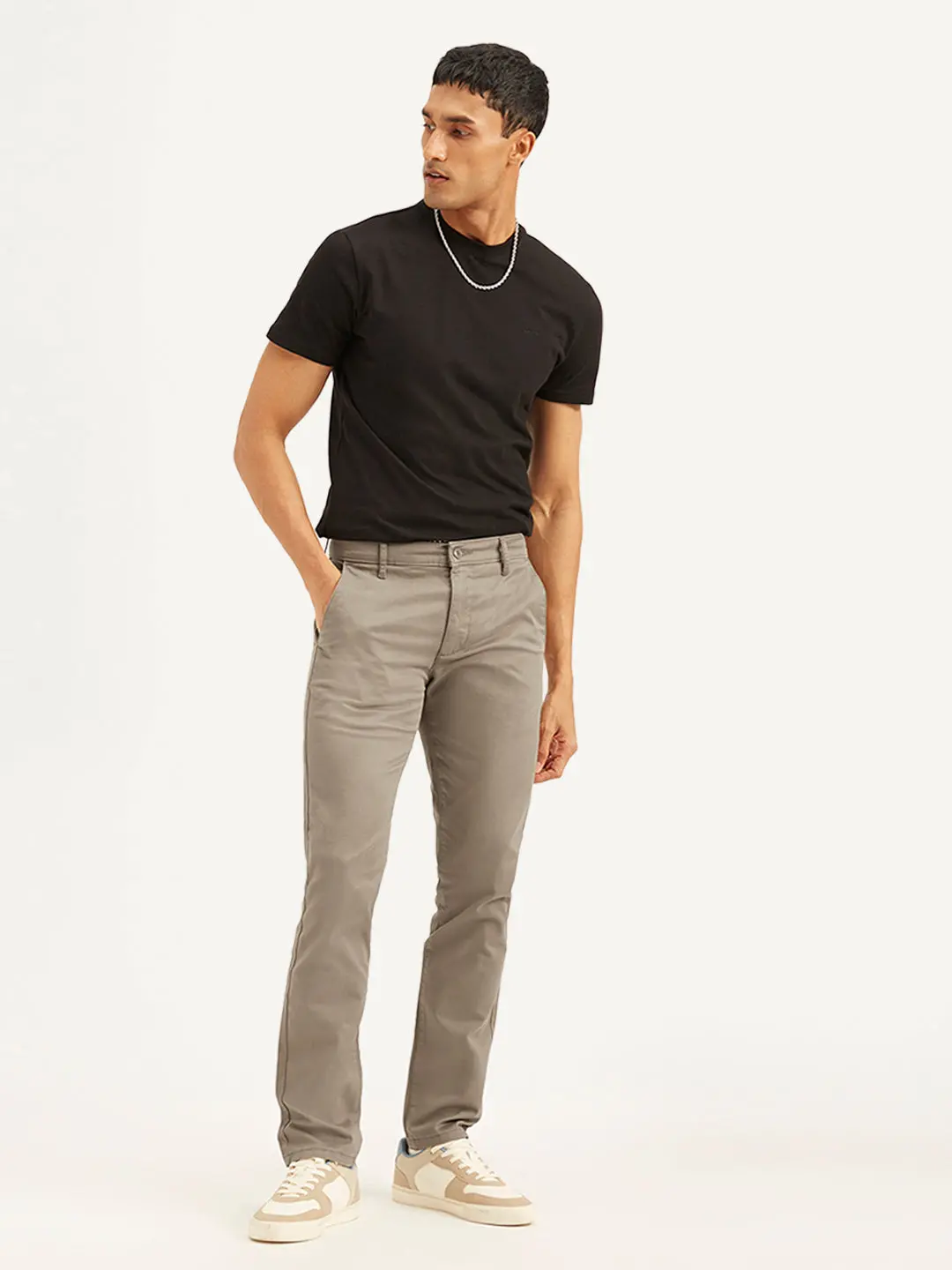 Men's Taupe Slim Fit Chinos 1