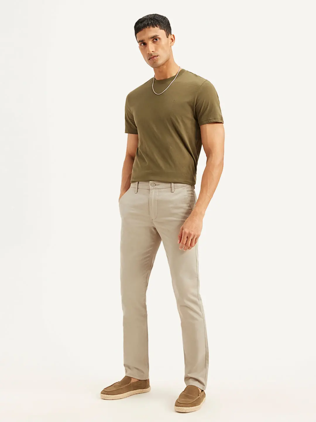 Men's Beige Slim Fit Chinos 1
