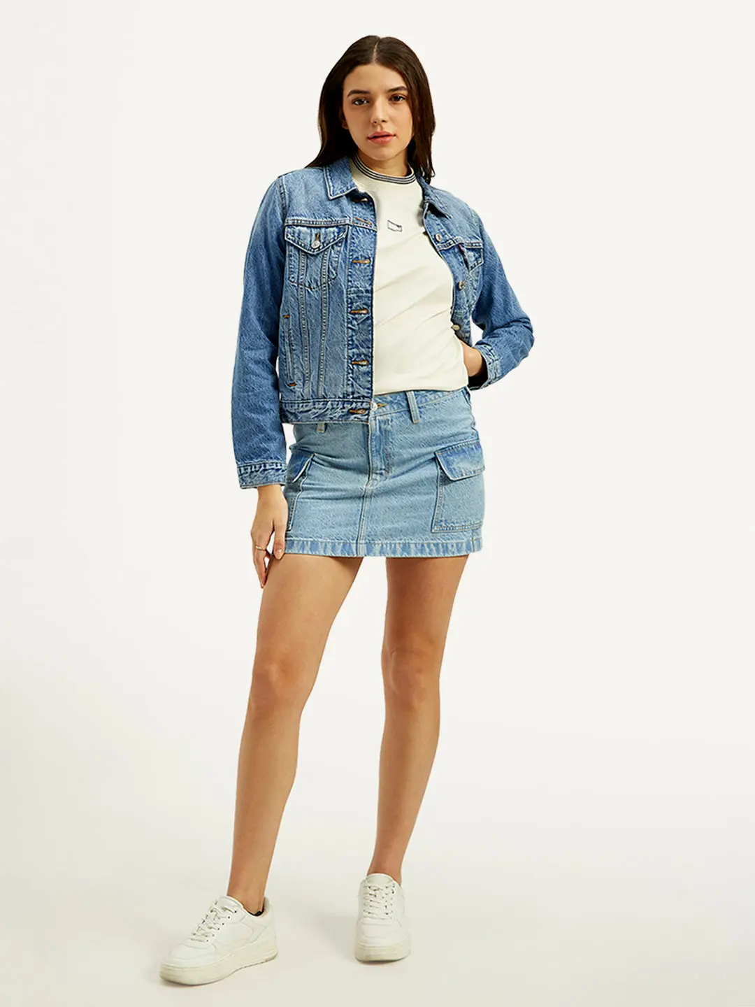 Women's High Rise Blue A-Line Skirt 1