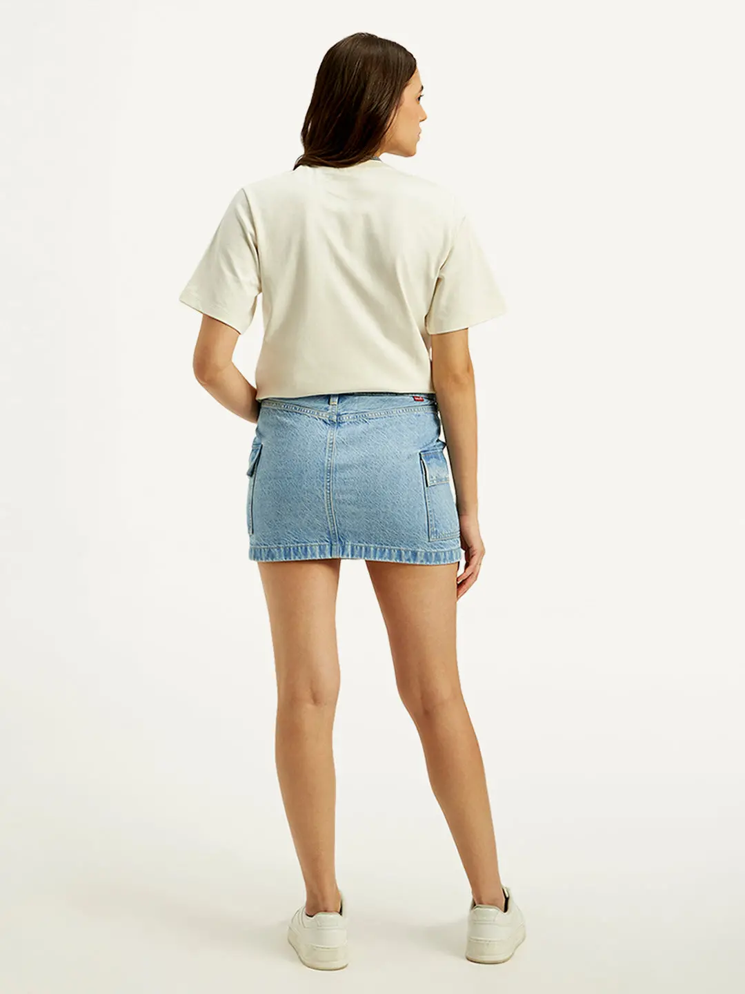 Women's High Rise Blue A-Line Skirt 2