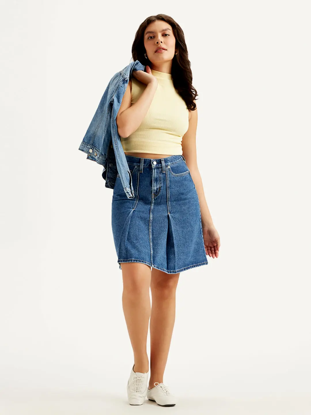 Women's High Rise Blue A-Line Skirt 1