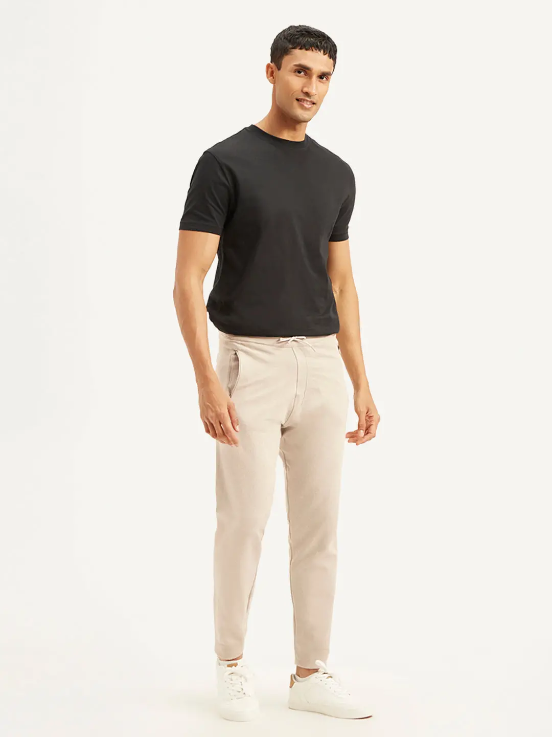 Men's Beige Solid Joggers 4