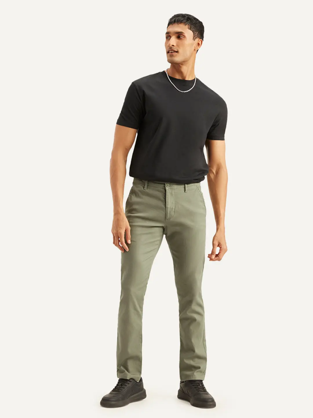 Men's Olive Slim Fit Chinos 1