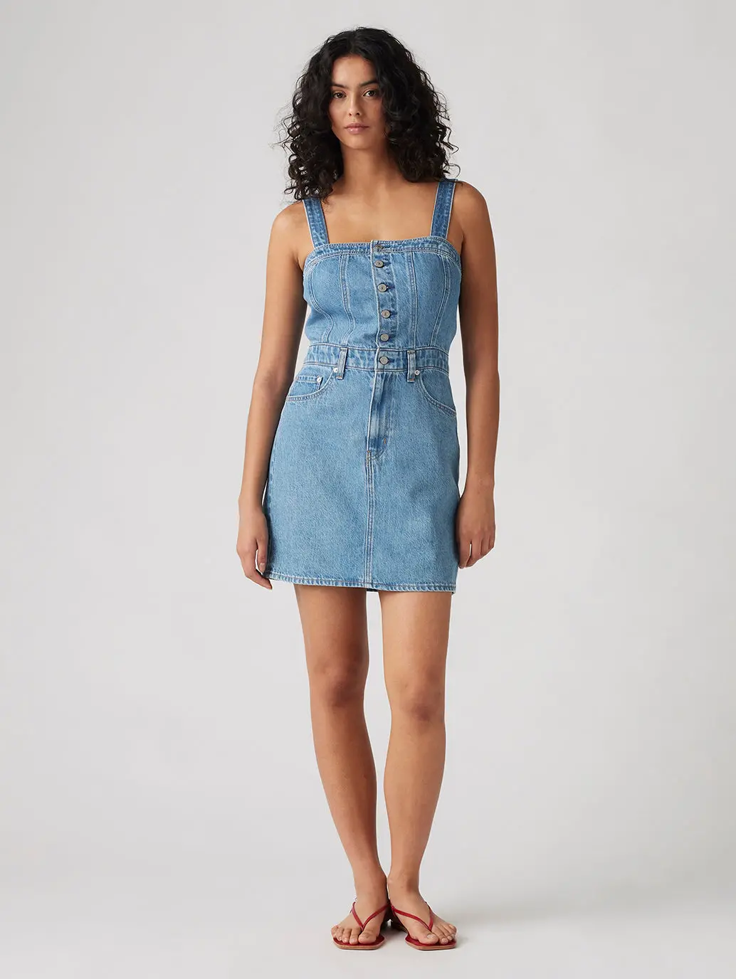 Women's Solid Light Blue Dress 1