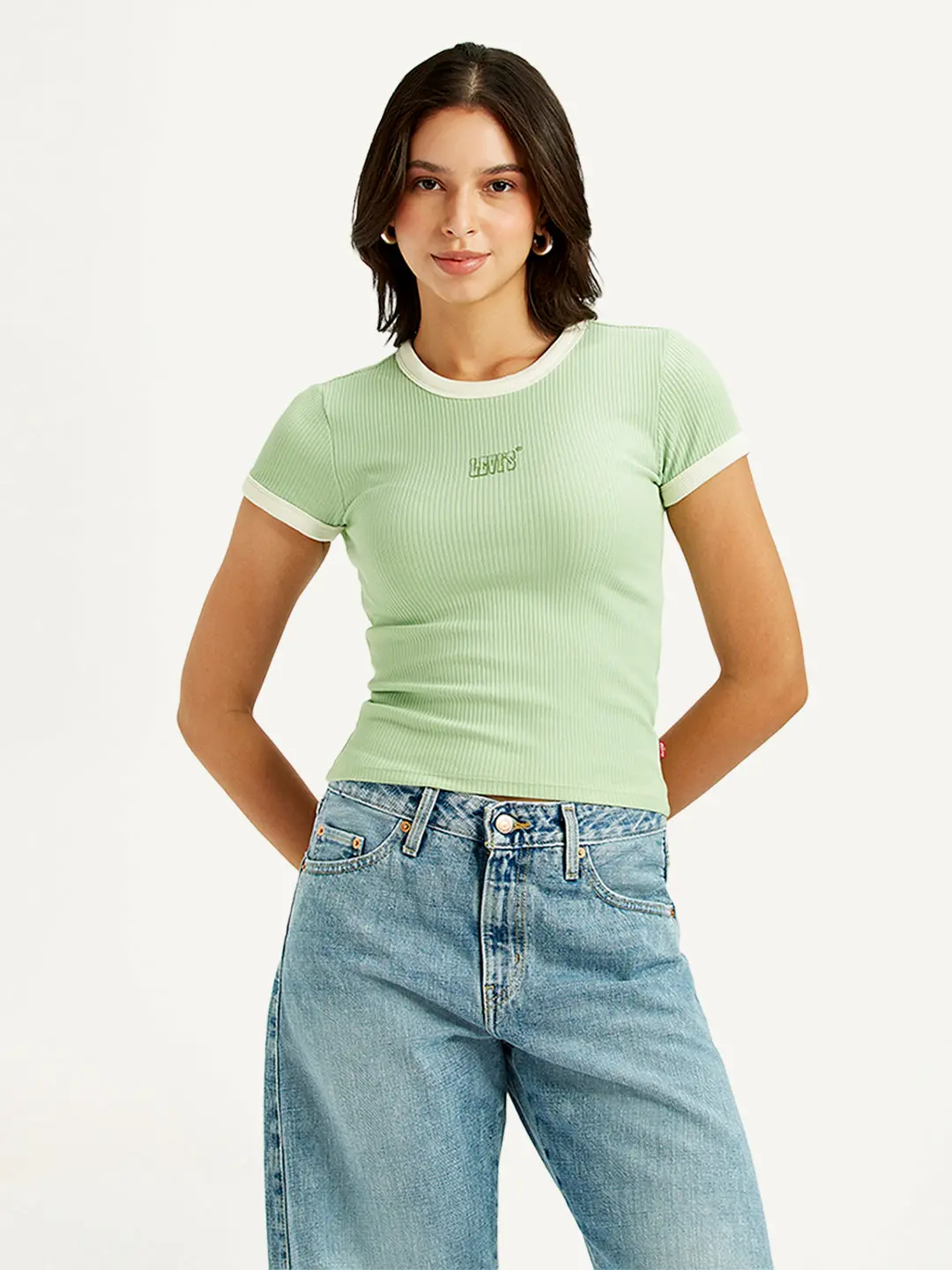 Women's Solid Slim Fit Ringer T-Shirt 1
