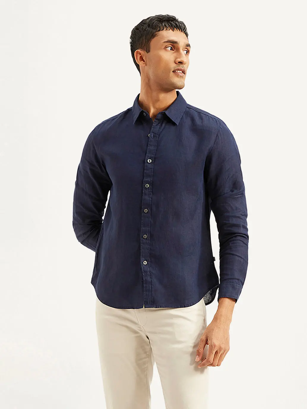 Men's Redloop Solid Slim Fit Linen Shirt 5