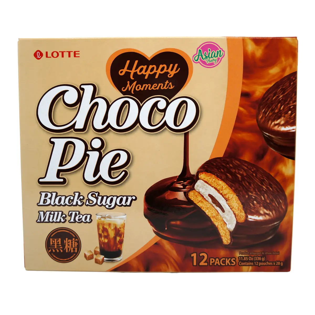 Lotte Choco Pie Black Sugar Milk Tea 12Pcs 336G 1