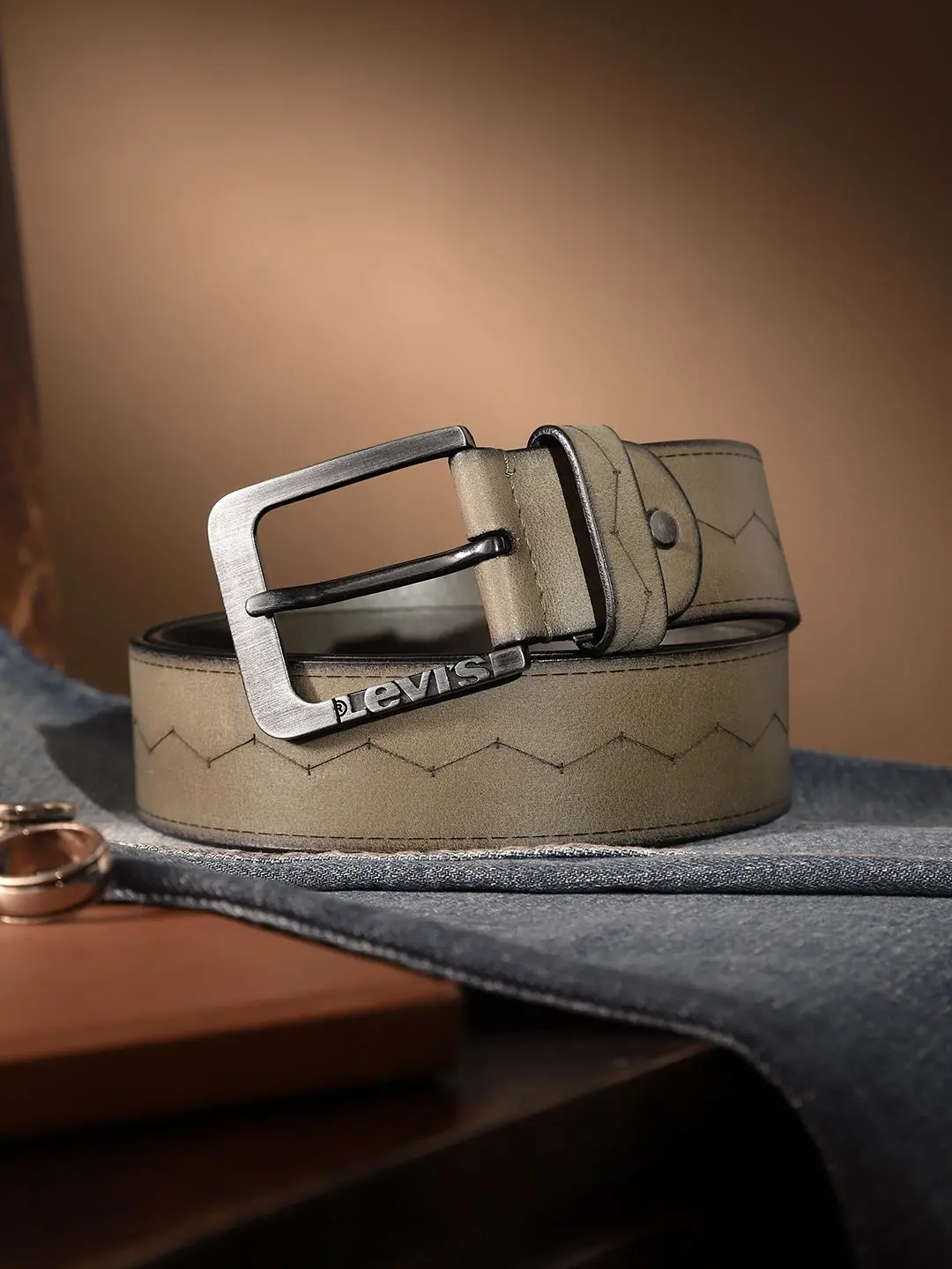 Men's Olive Textured Belt 1