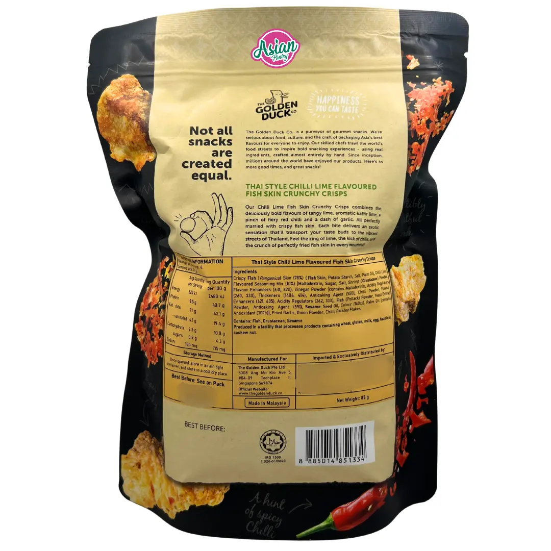 Golden Duck Thai Style Chilli Lime Flavoured Fish Skin Crunchy Crisps 85G 2