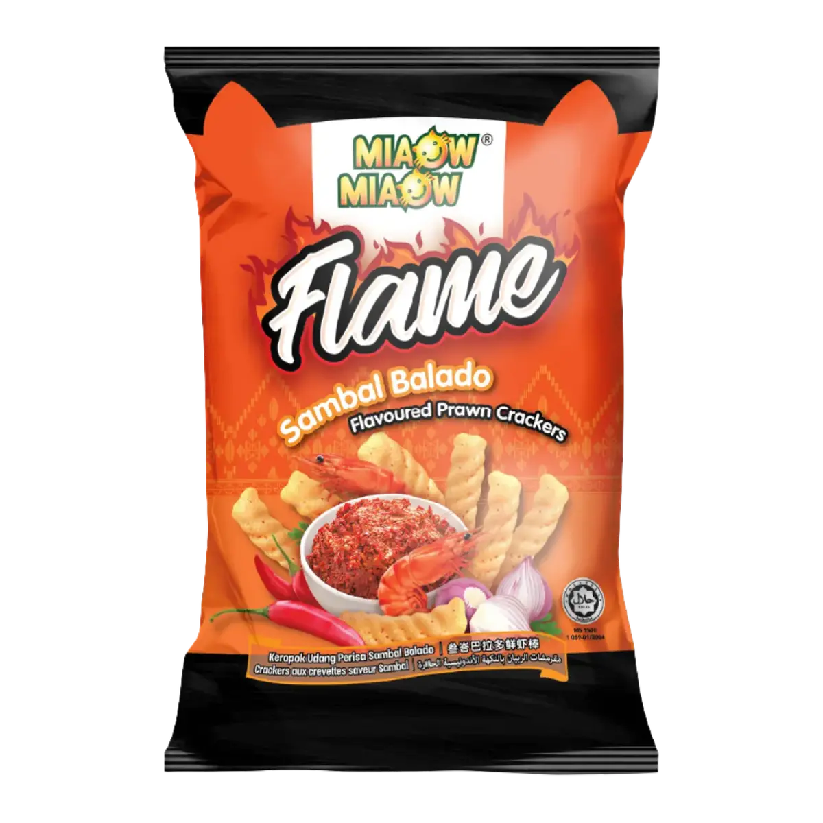 Miaow Miaow Sambal Balado Flavoured Prawn Crackers 60G 1