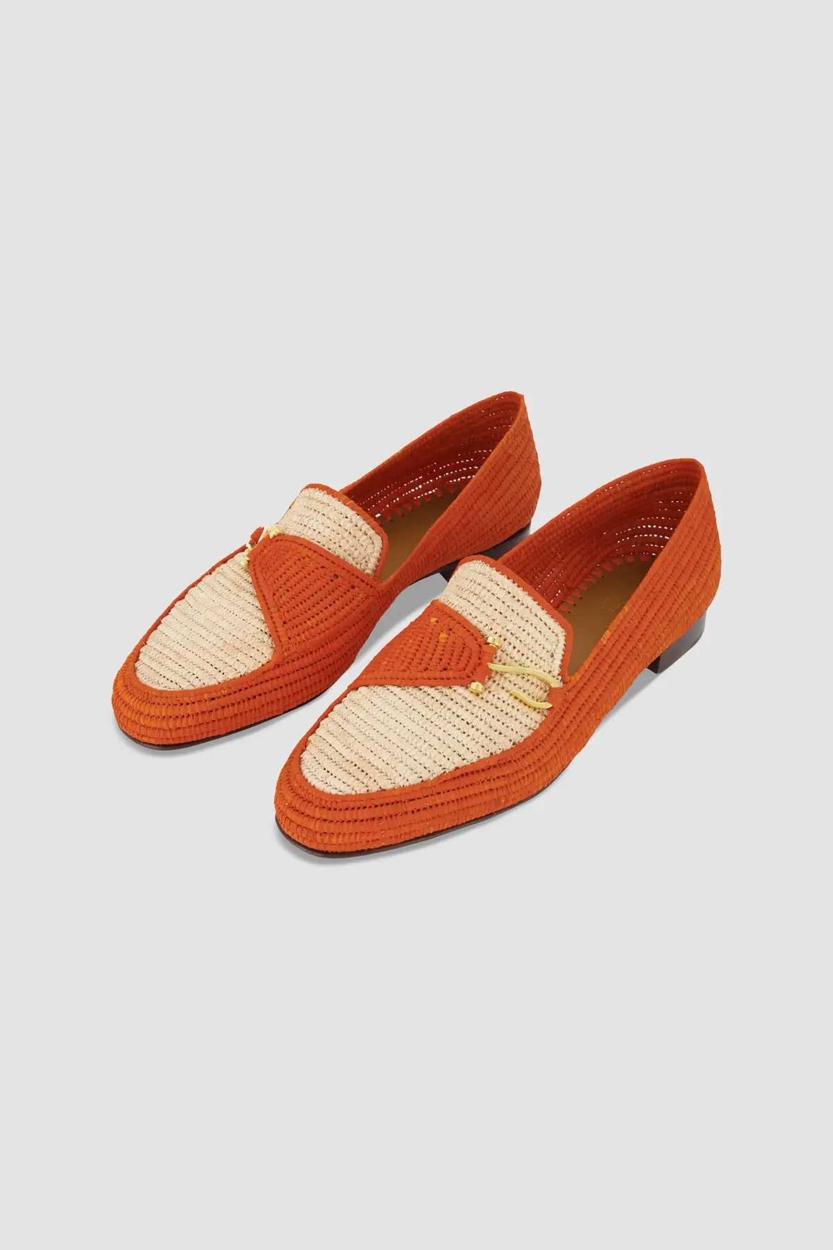 Edhen Milano Agadir Orange Raffia Loafers 1