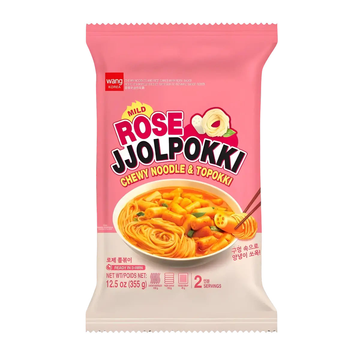Wang Korea Rose Jjolpokki Chewy Noodle & Tteokbokki Mild 355G 1