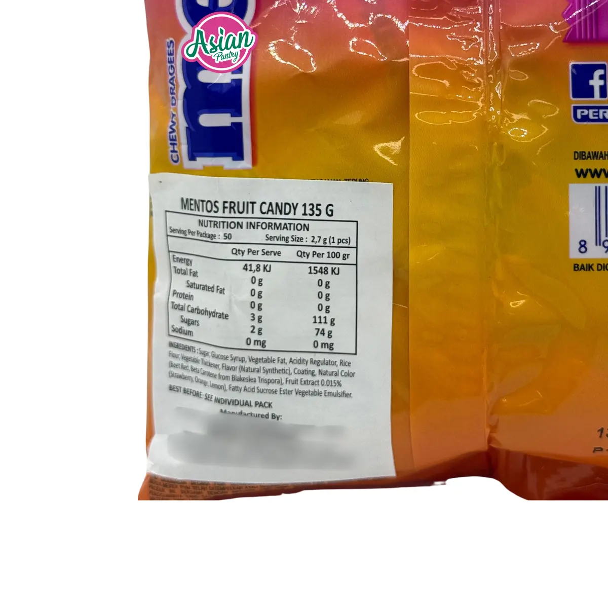 Mentos Fruit Candy Pouch 135G (Bbd: 13/03/2026) 2