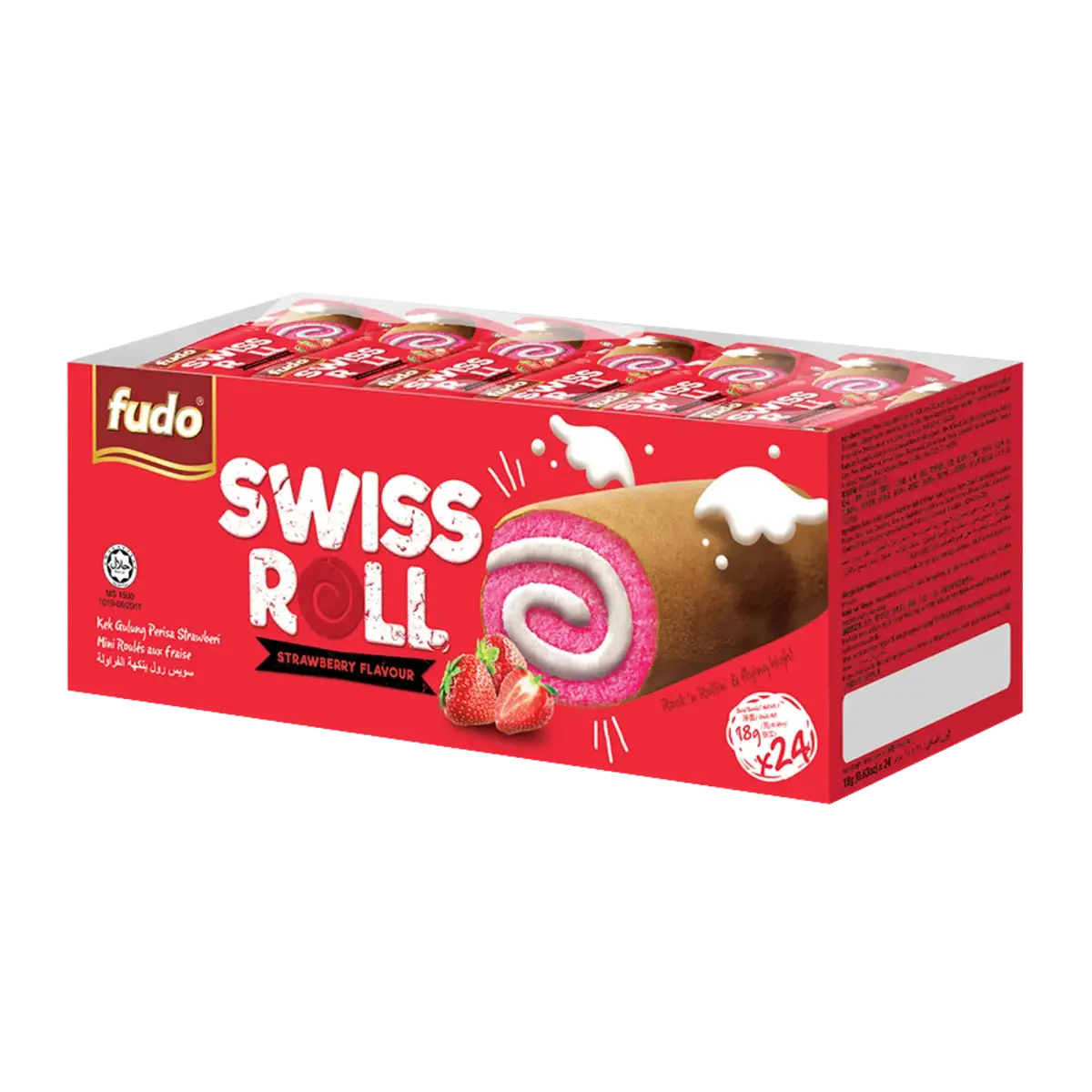 Fudo Swiss Roll Strawberry 24Pk 1