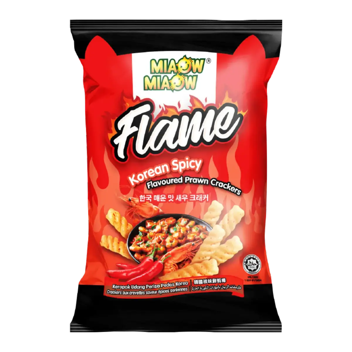 Miaow Miaow Korean Spicy Flavoured Prawn Crackers 50G 1