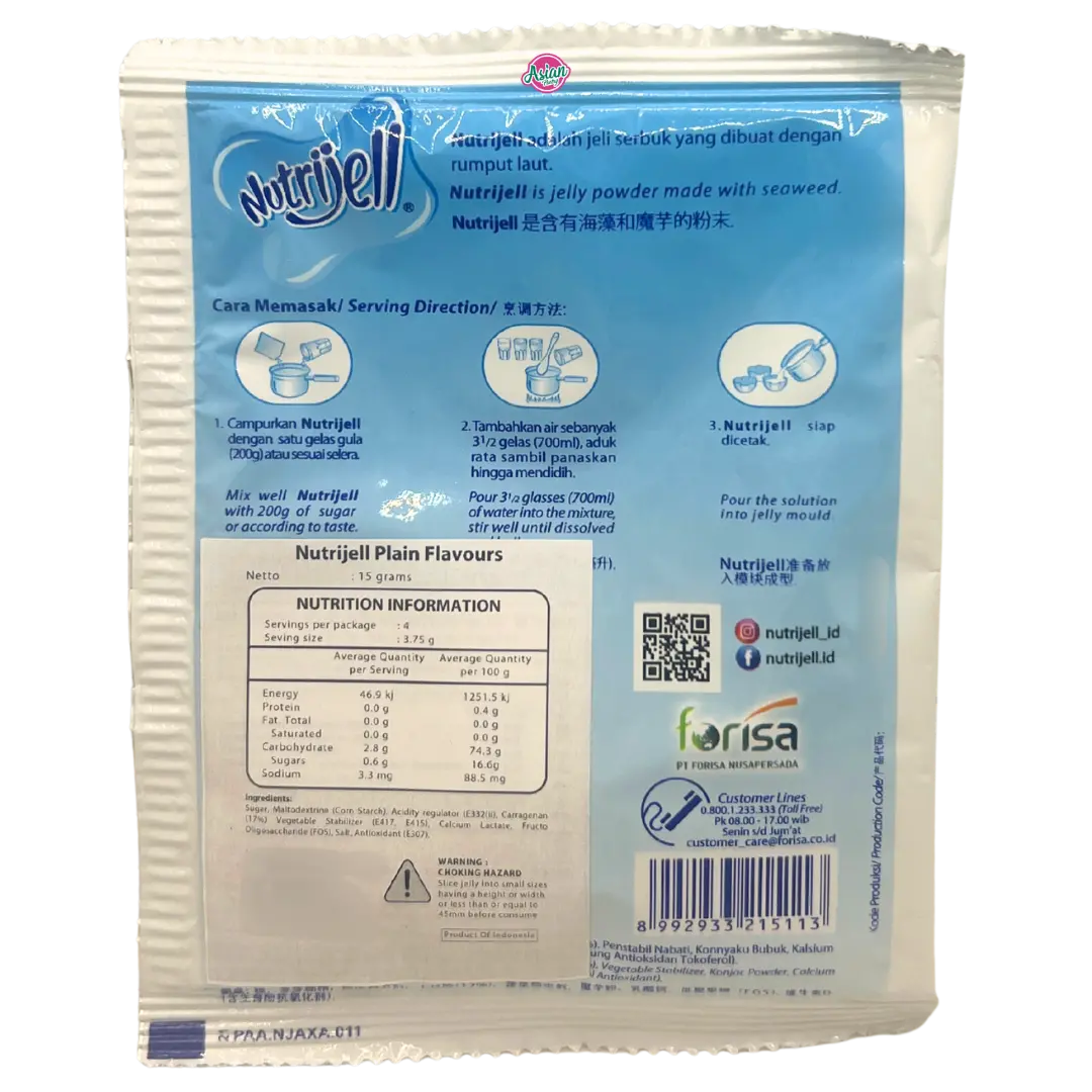 Nutrijell Jelly Powder Plain Flavour 15G 2